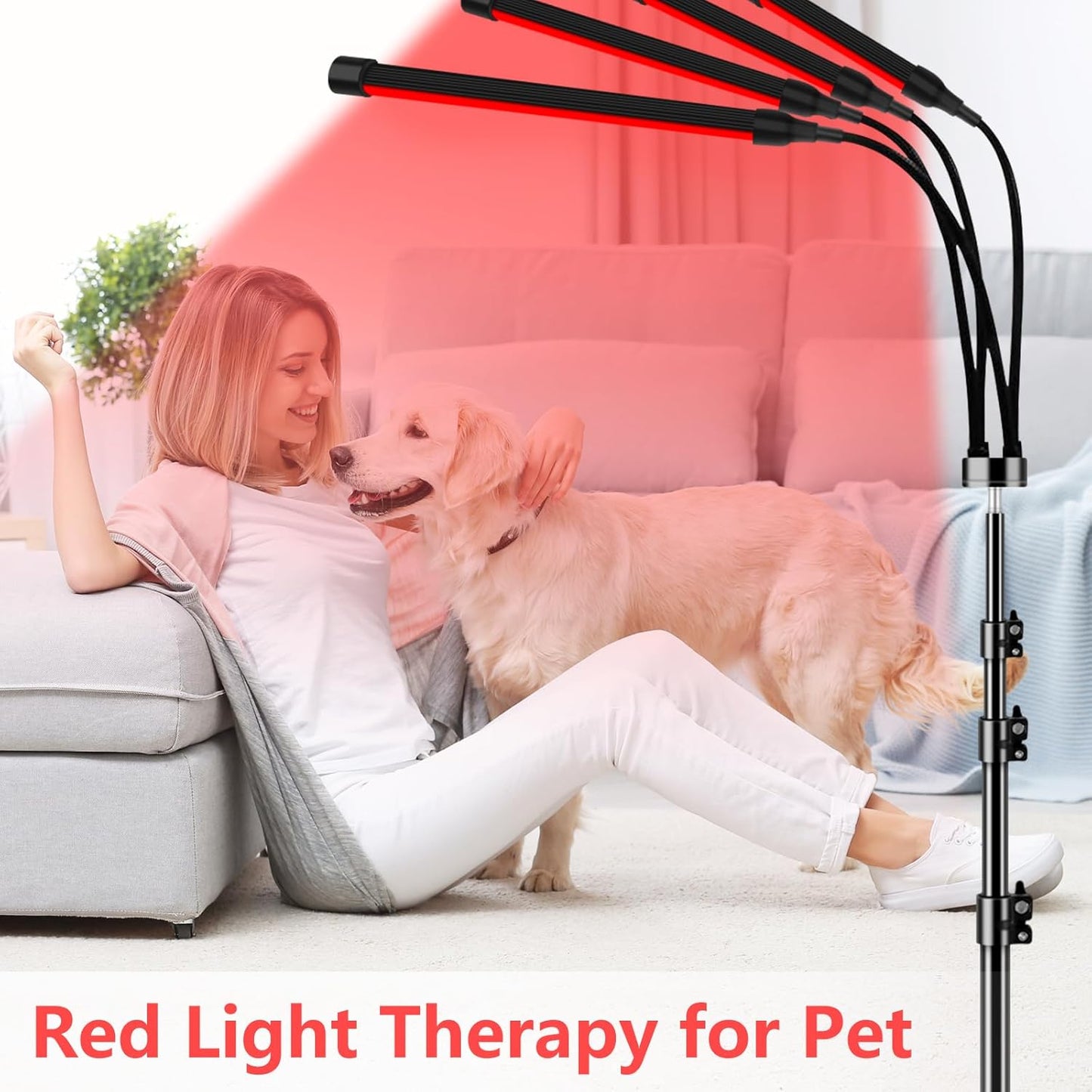 Dluxe Ave.  Red Light Therapy Lamp/ 4 Head Infrared Light Therapy with Timer & Adjustable Stand