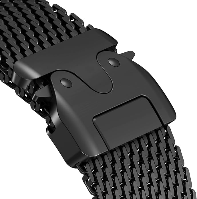 Dluxe Ave. Apple Watch Metal Bands Ultra 2 49mm 46mm Series 10 1:1 Stainless Steel Mesh Loop with Parachute-style Metal Buckle for Apple Watch Series 7 8 9 45mm Series 6 5 4 44mm Black