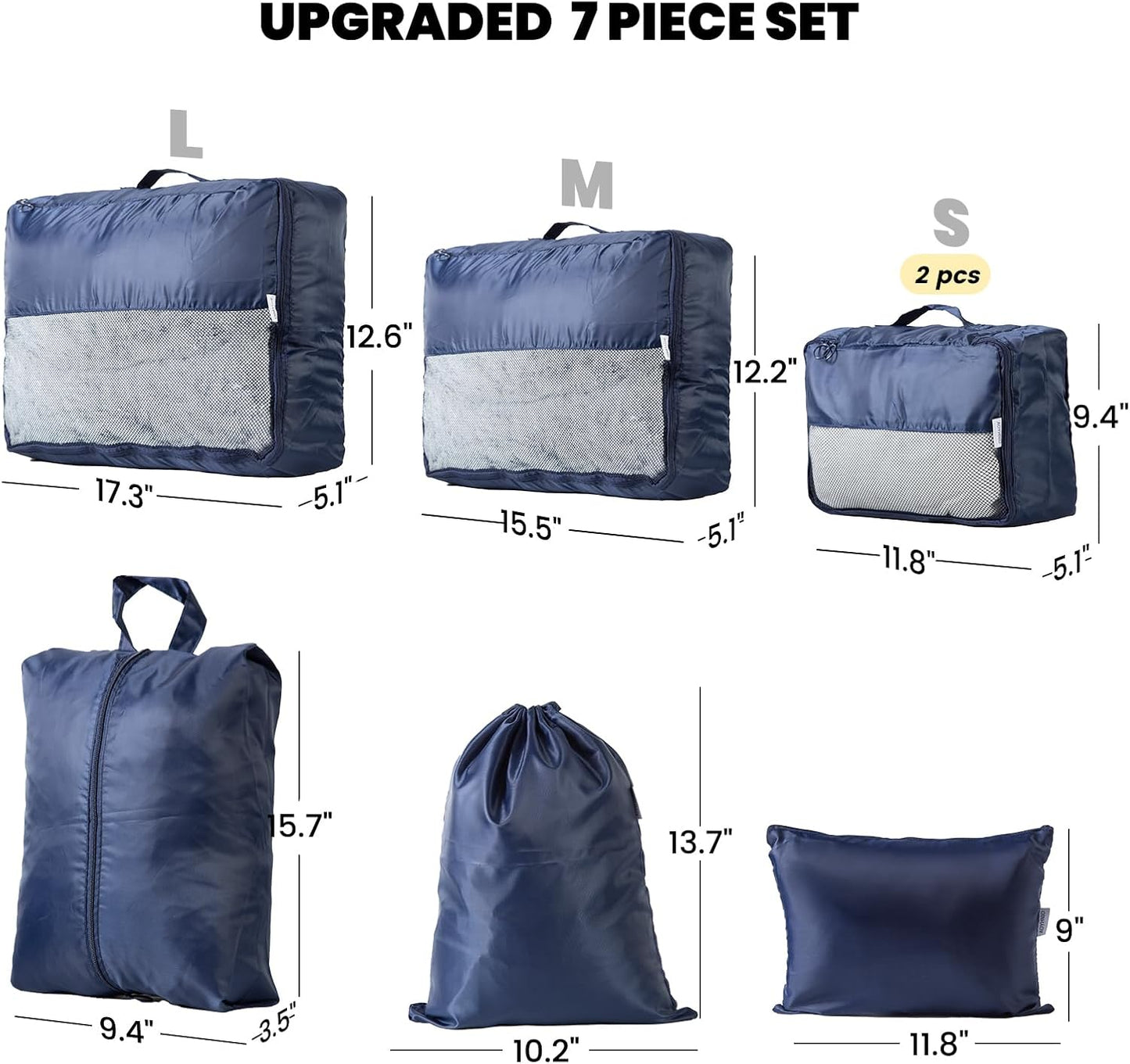 Dluxe Ave. 7 Set Travel Organizer for Travel (Navy Blue)