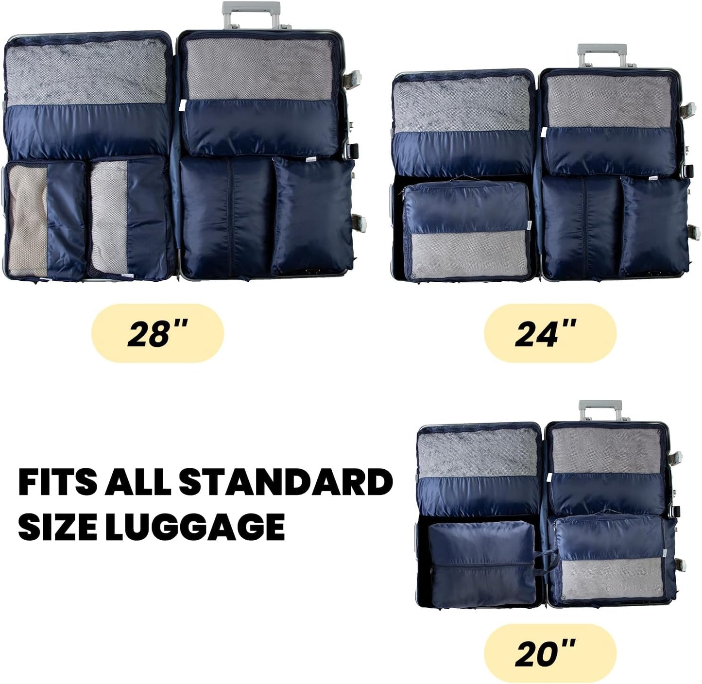 Dluxe Ave. 7 Set Travel Organizer for Travel (Navy Blue)