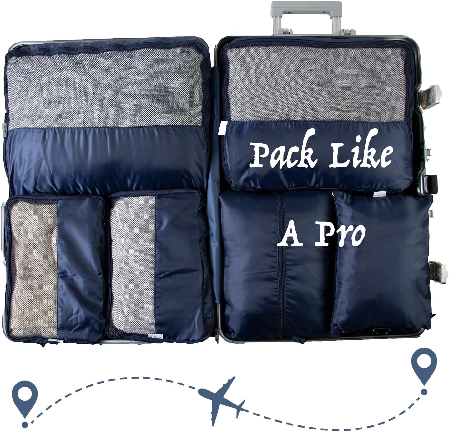 Dluxe Ave. 7 Set Travel Organizer for Travel (Navy Blue)