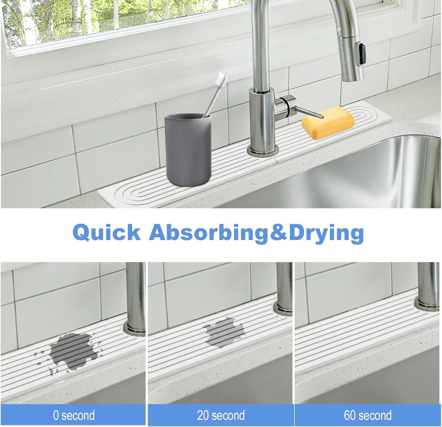 Dluxe Ave. Kitchen Sink Splash Guard- 15.6x 3.9 (White)