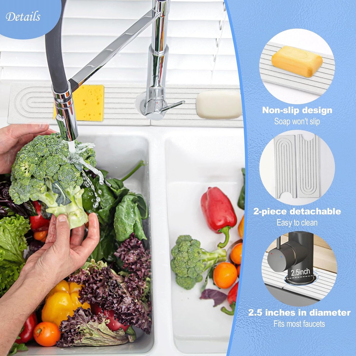 Dluxe Ave. Kitchen Sink Splash Guard- 15.6x 3.9 (White)