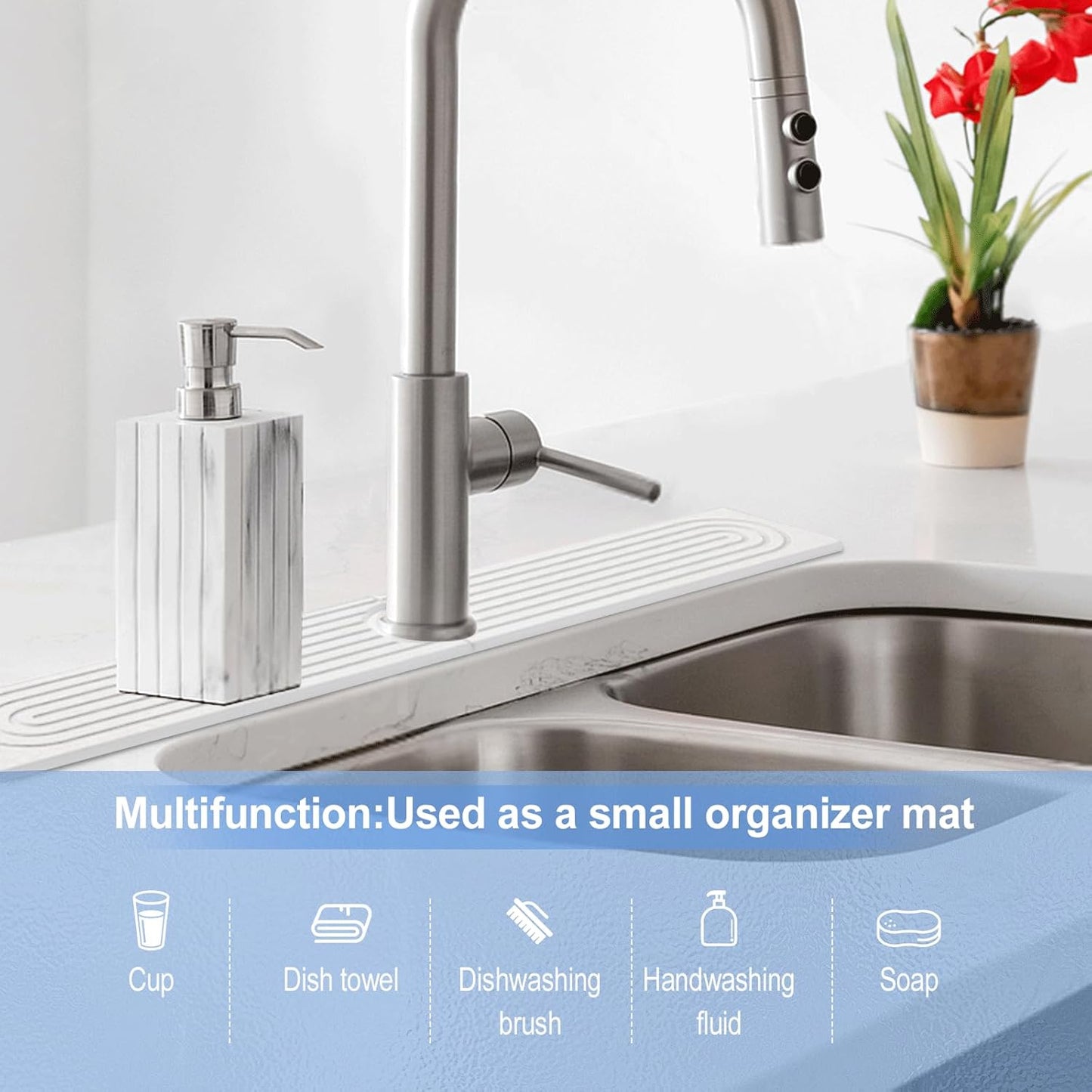 Dluxe Ave. Kitchen Sink Splash Guard- 15.6x 3.9 (White)