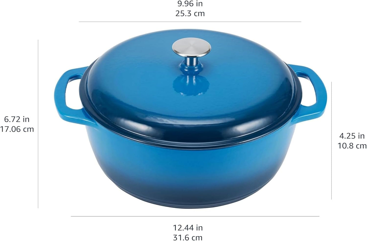 Dluxe Ave. Out of  Stock Small 3 Quart Dutch Oven, Round Cast Iron Cooking Pot with Lid, Nonstick Enameled Cookware Oven Safe 500℉ /Blue