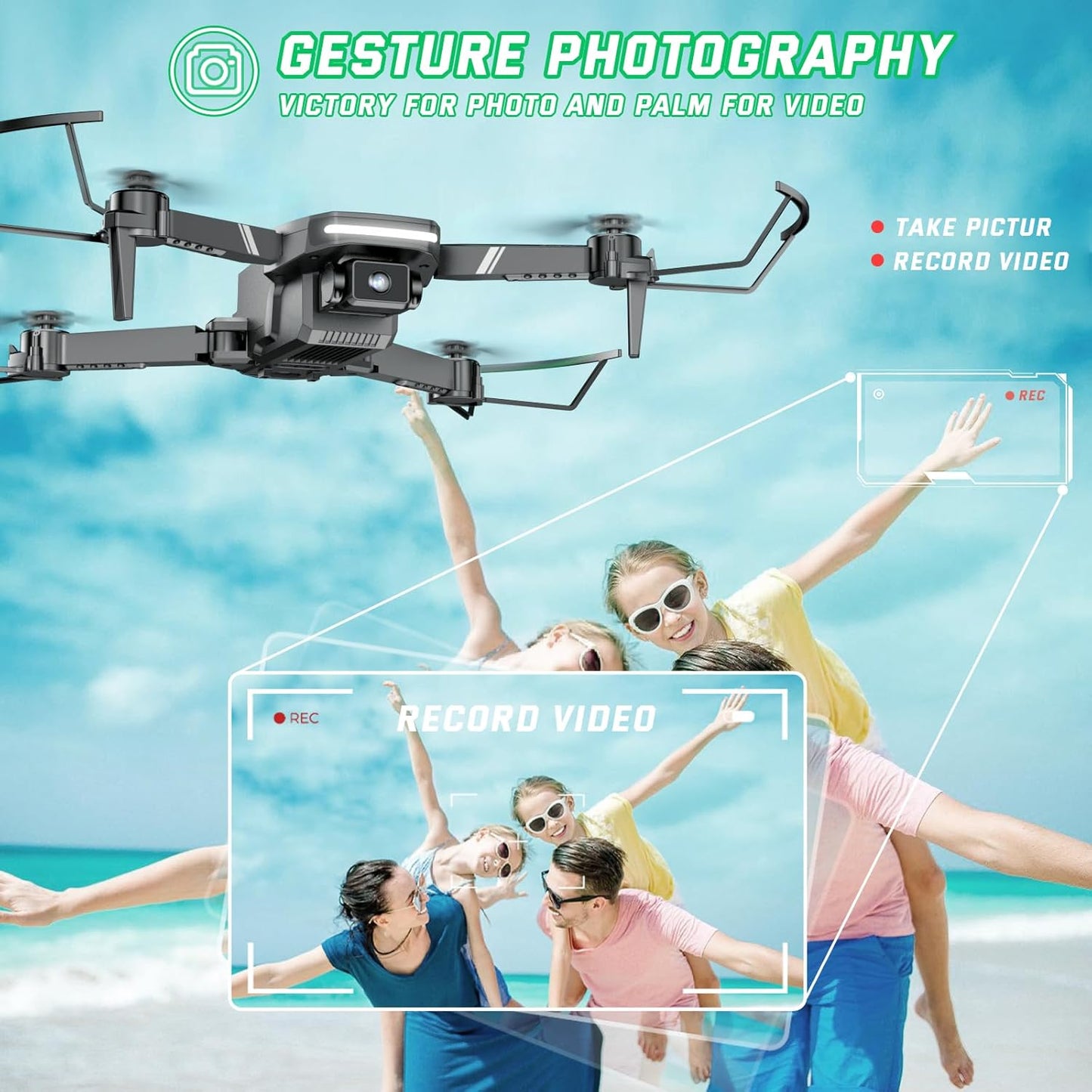 Dluxe Ave. Drone with Camera for Kids/ Mini FPV Drones with 1080P HD Camera/ Black