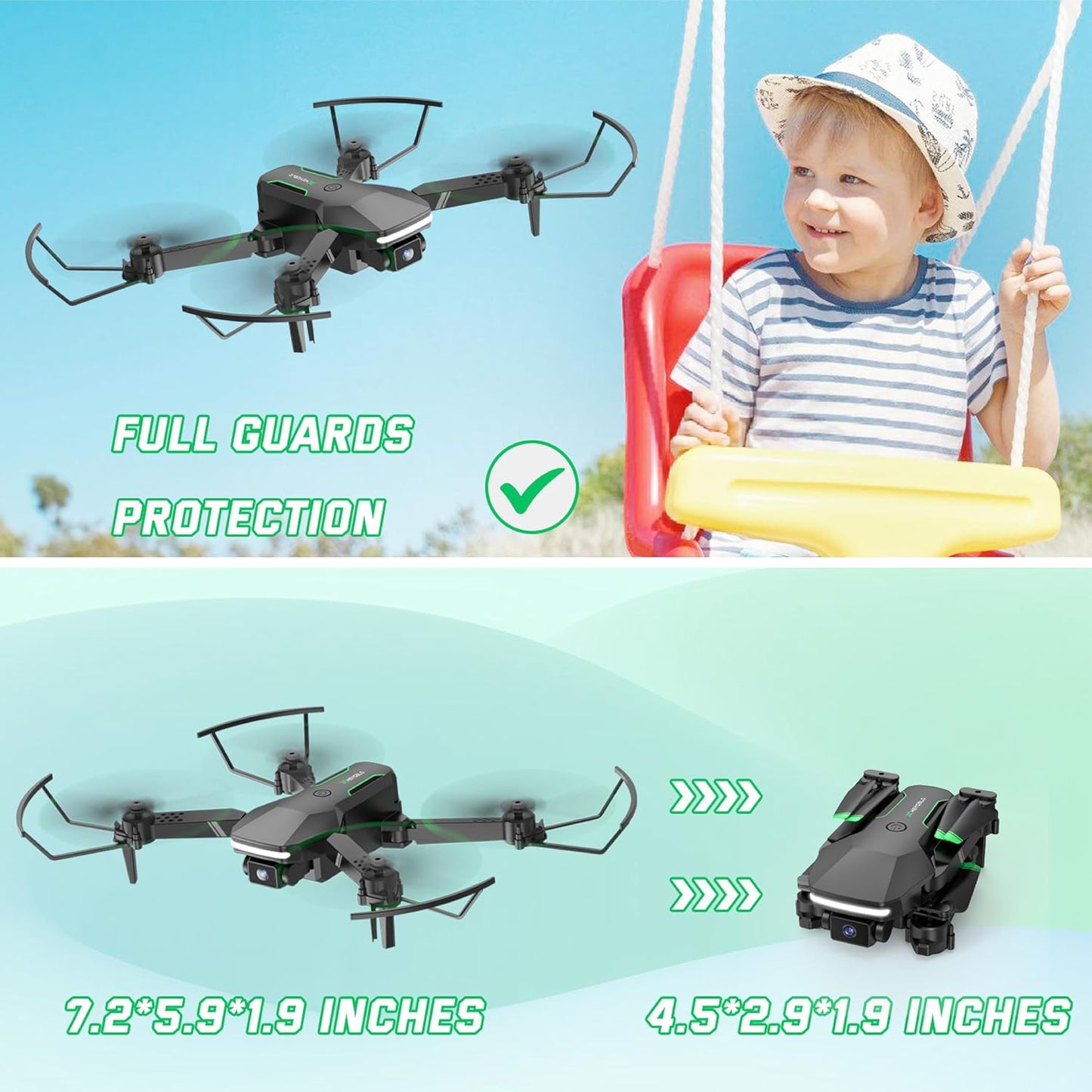 Dluxe Ave. Drone with Camera for Kids/ Mini FPV Drones with 1080P HD Camera/ Black