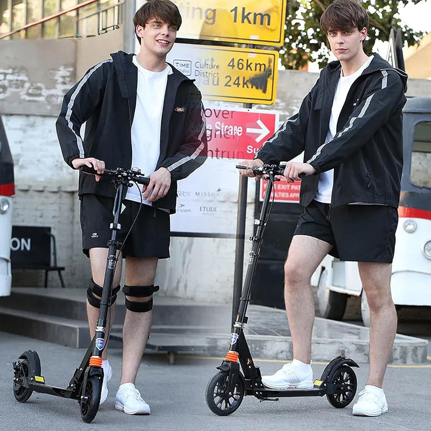 Dluxe Ave. CUIOT Kick Scooter for Ages 6+Kid Teens & Adults - Max Load 300 LBS 4 Adjustable Levels 200mm Big Wheel Folding Scooter White