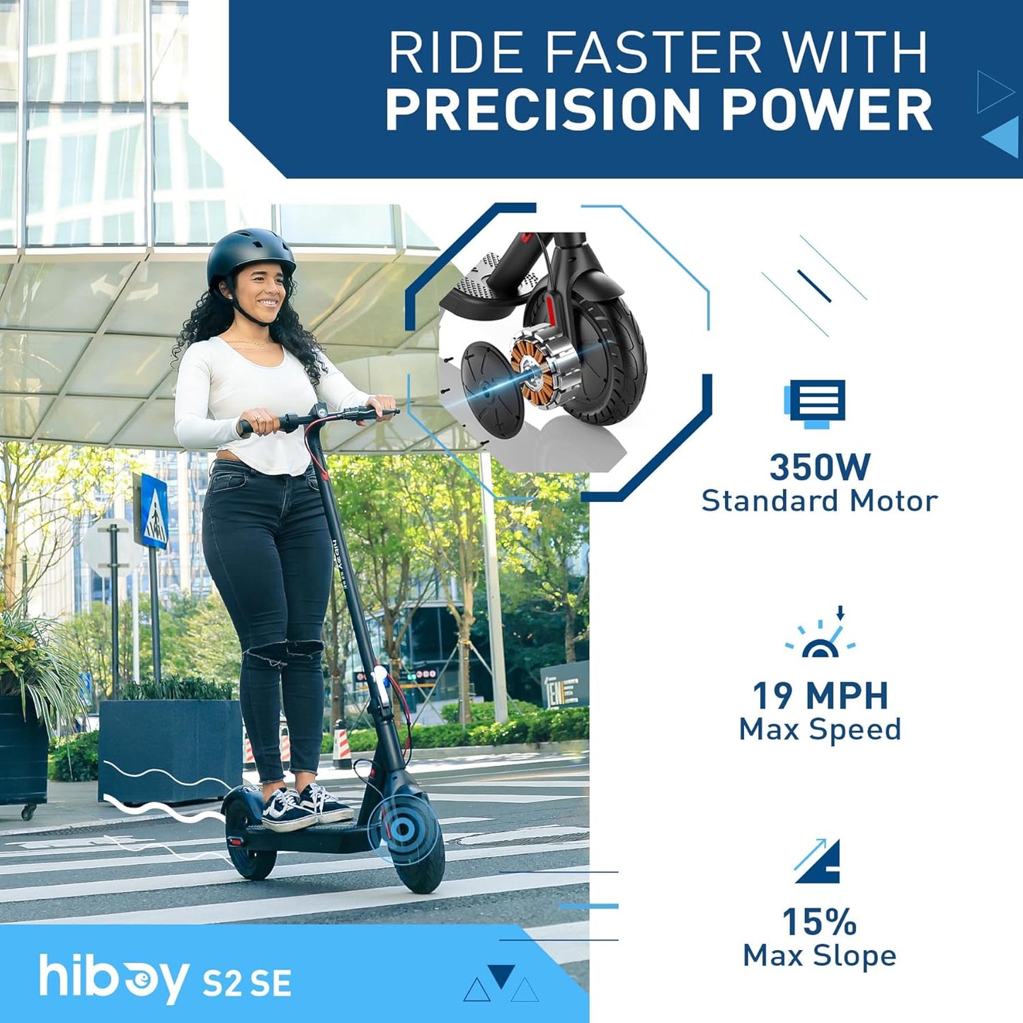 Dluxe Ave. Hiboy Electric Scooter 10" Tires17 Miles Range 430W Peak Motor 19MPH Speed Dual Brake System Electric Scooter for Adults Commuting & Urban Travel