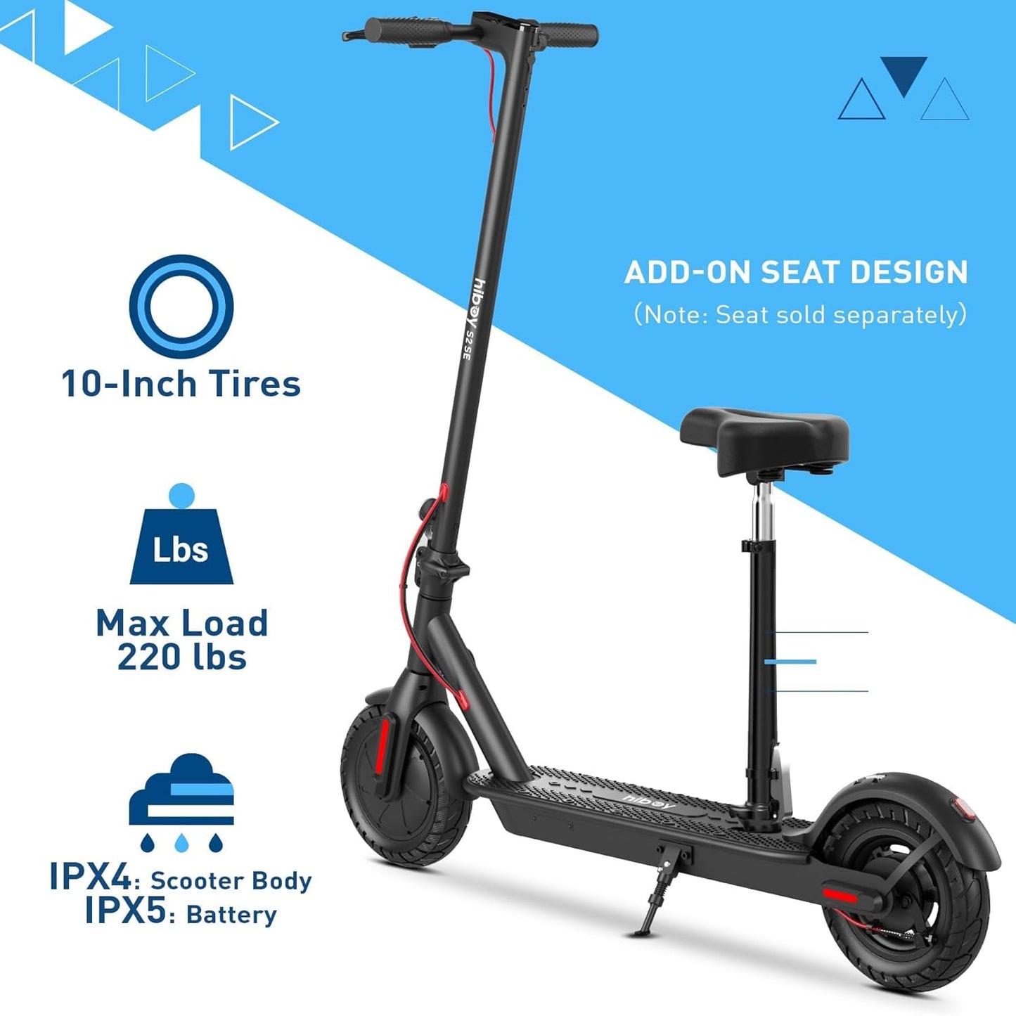 Dluxe Ave. Hiboy Electric Scooter 10" Tires17 Miles Range 430W Peak Motor 19MPH Speed Dual Brake System Electric Scooter for Adults Commuting & Urban Travel