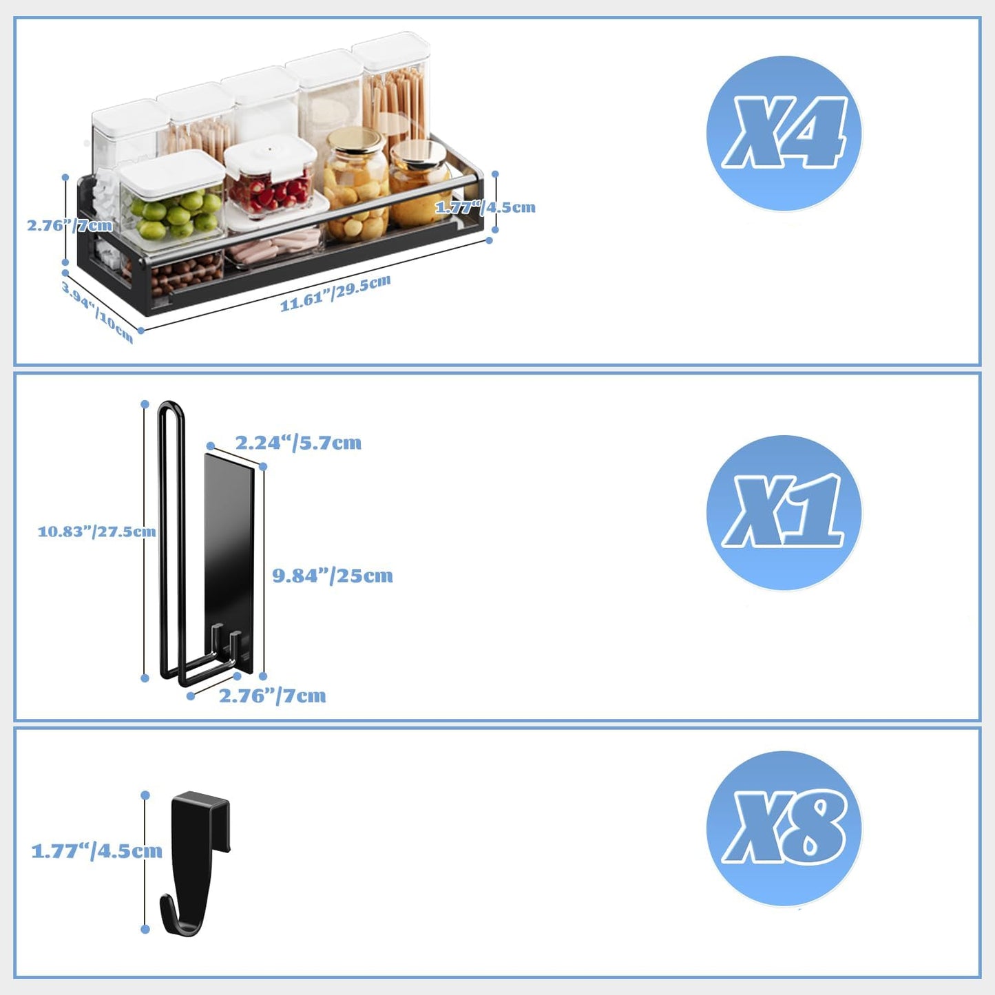 Dluxe Ave. 5 Pack Magnetic Spice Rack Organizer
