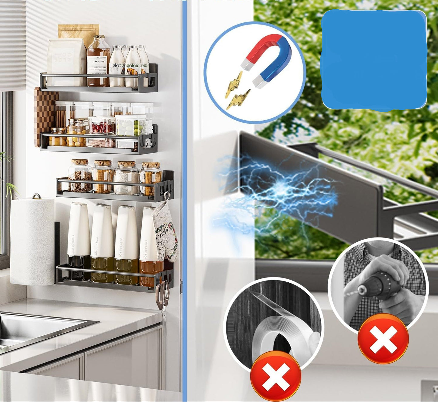 Dluxe Ave. 5 Pack Magnetic Spice Rack Organizer