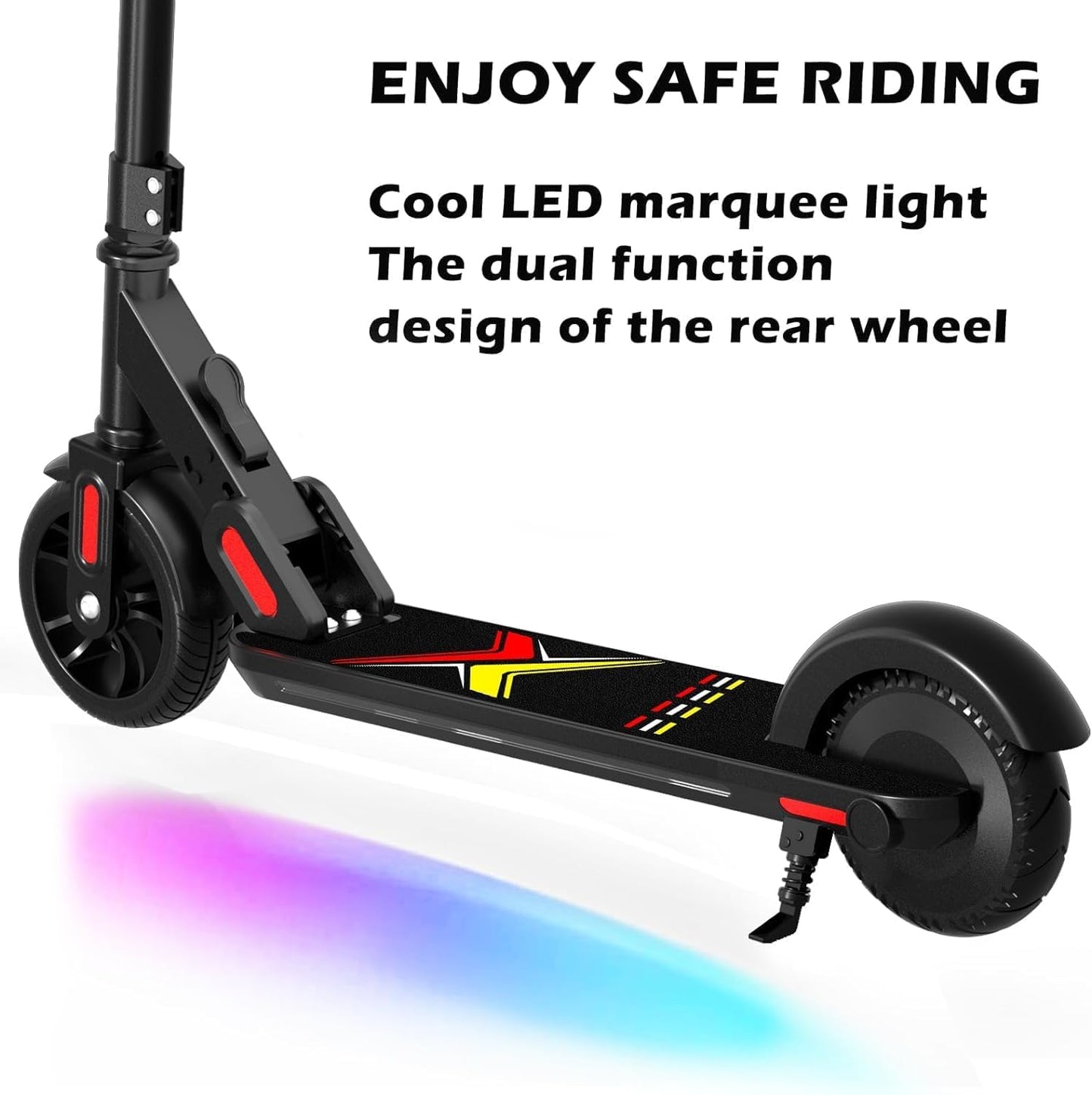 Dluxe Ave ANHAO E9PRO Electric Scooter for Kids 6-12 Years Old Foldable Kids Electric Scooter with Rainbow Light LED Display Adjustable Speed and Height Maximum Loading 110 lbs.