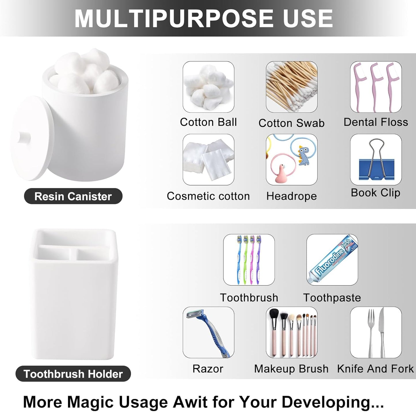 Dluxe Ave. Resin 6 Pcs White Bathroom Set
