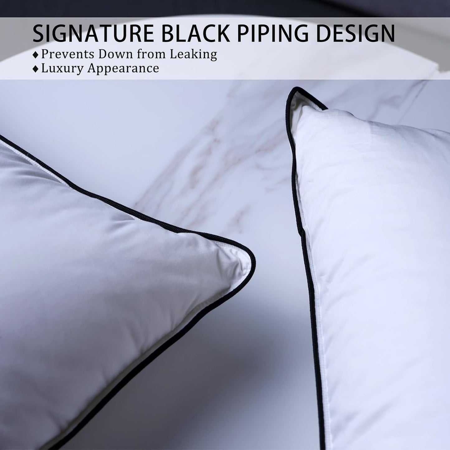 Dluxe Ave. ( STANDARD) Goose Down Pillow, Set of 2,  Luxury Hotel Quality (20 x 26”)