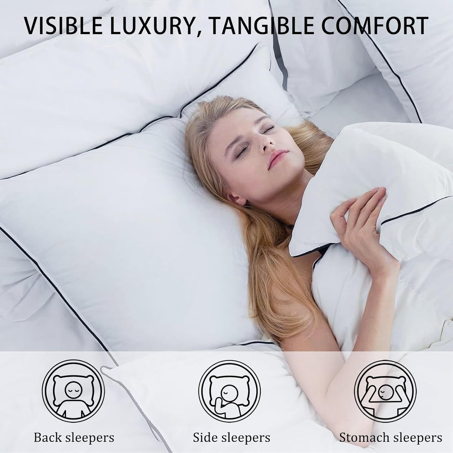 Dluxe Ave. ( STANDARD) Goose Down Pillow, Set of 2,  Luxury Hotel Quality (20 x 26”)