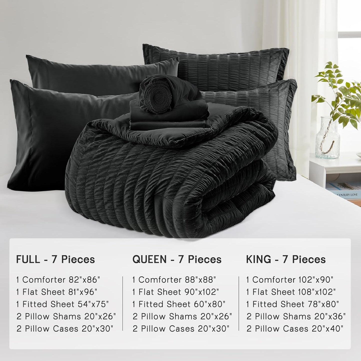 Dluxe Ave. ( KING ) 7 Pcs Comforter Set/ Black