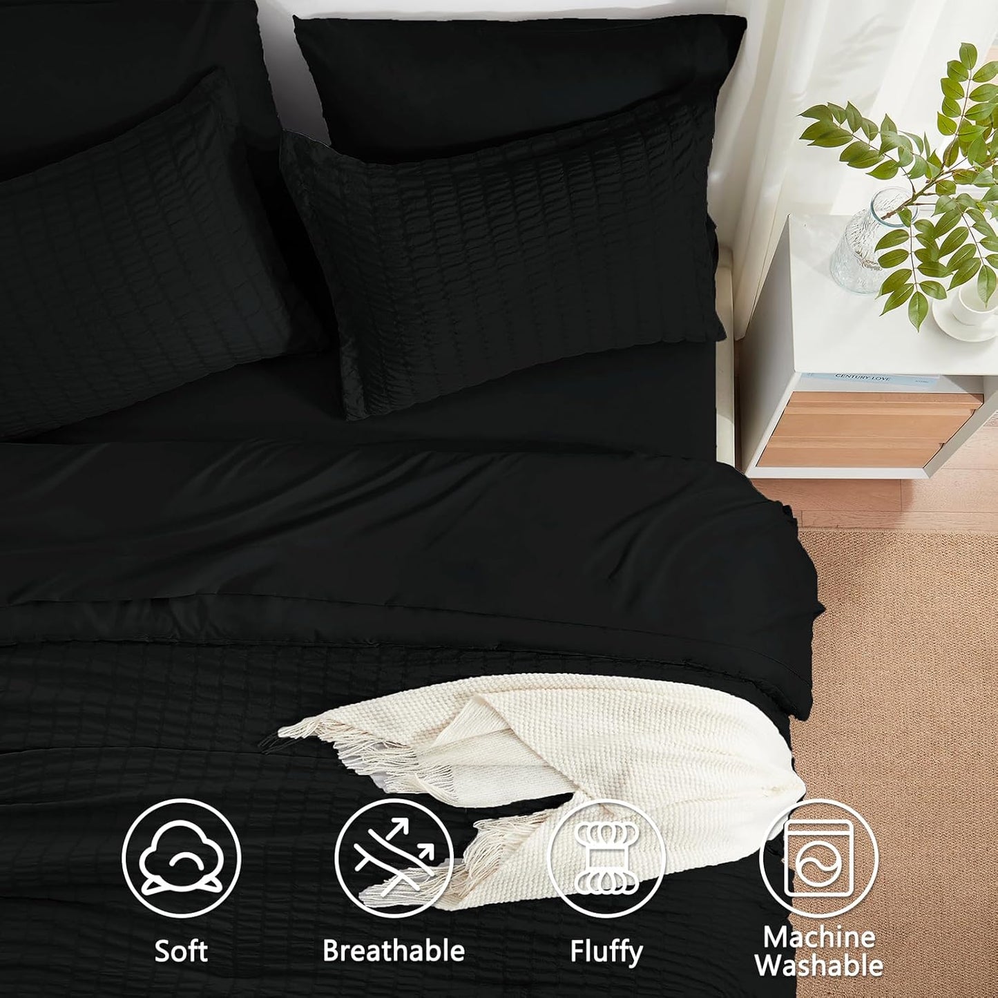 Dluxe Ave. ( KING ) 7 Pcs Comforter Set/ Black
