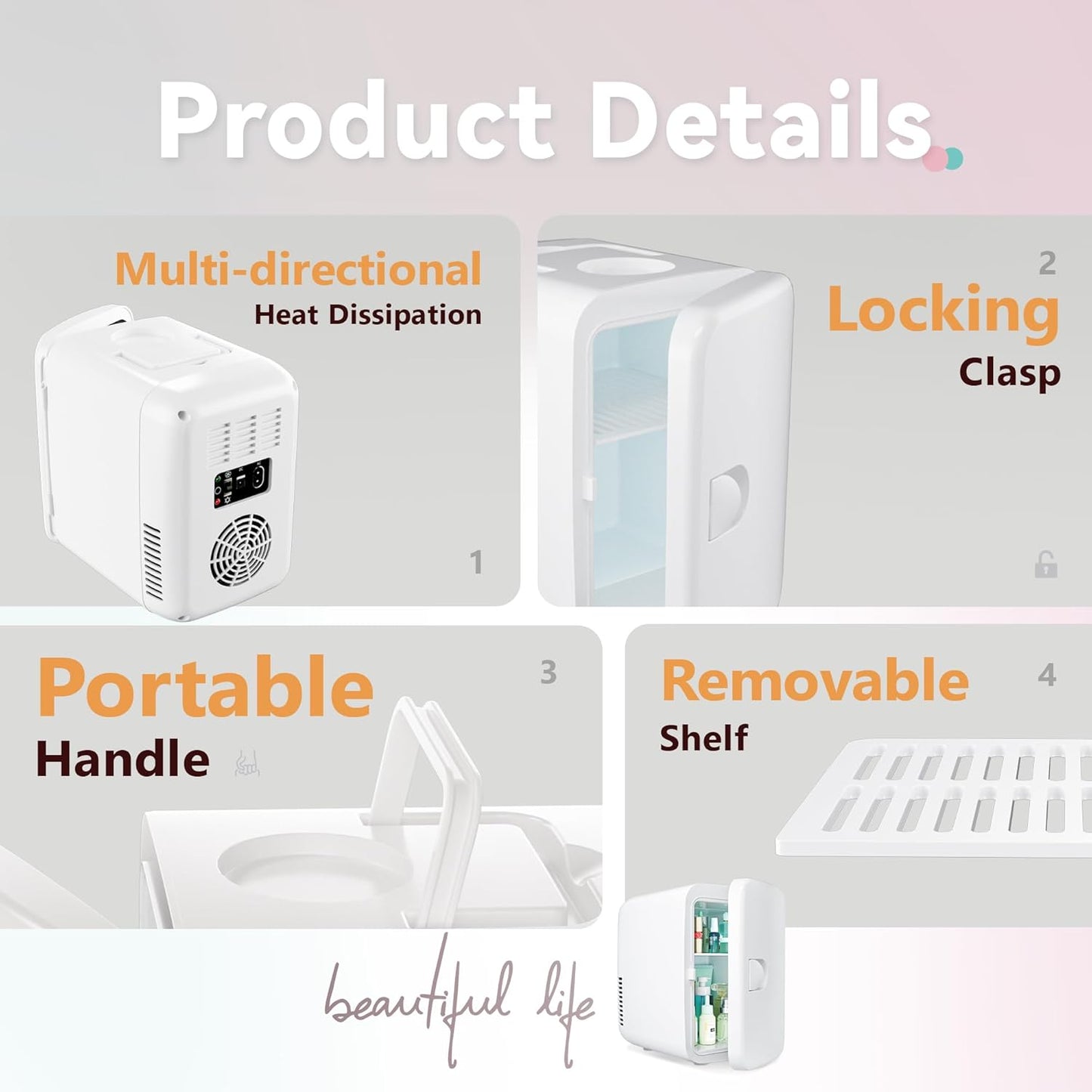 Dluxe Ave. Mini Fridge Cooler and Warmer for Skin Care Cosmetics / White
