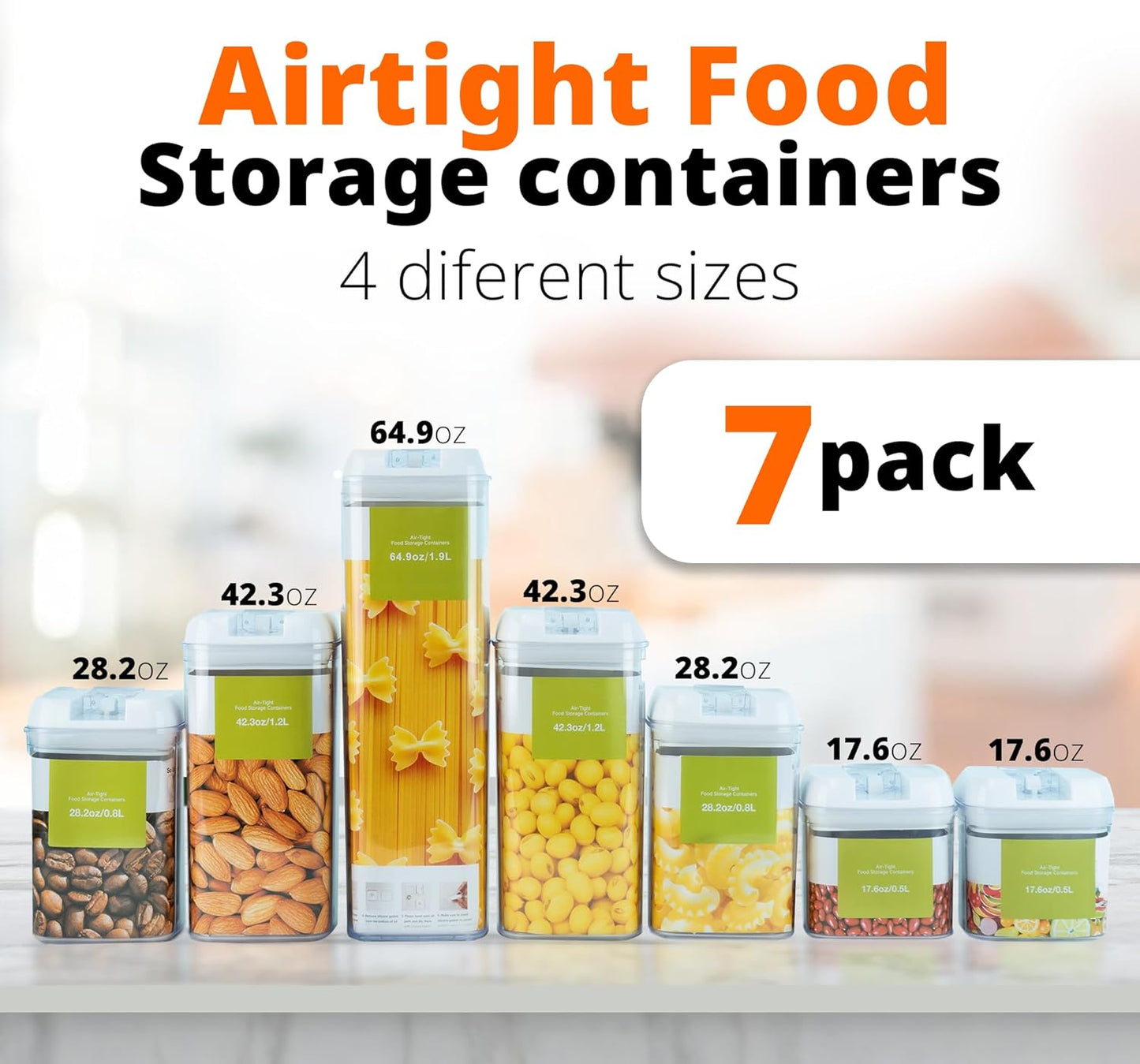 Dluxe Ave. 7 Pieces Airtight Food Storage Containers with Lids/ BPA Free/ Plastic/ Labels
