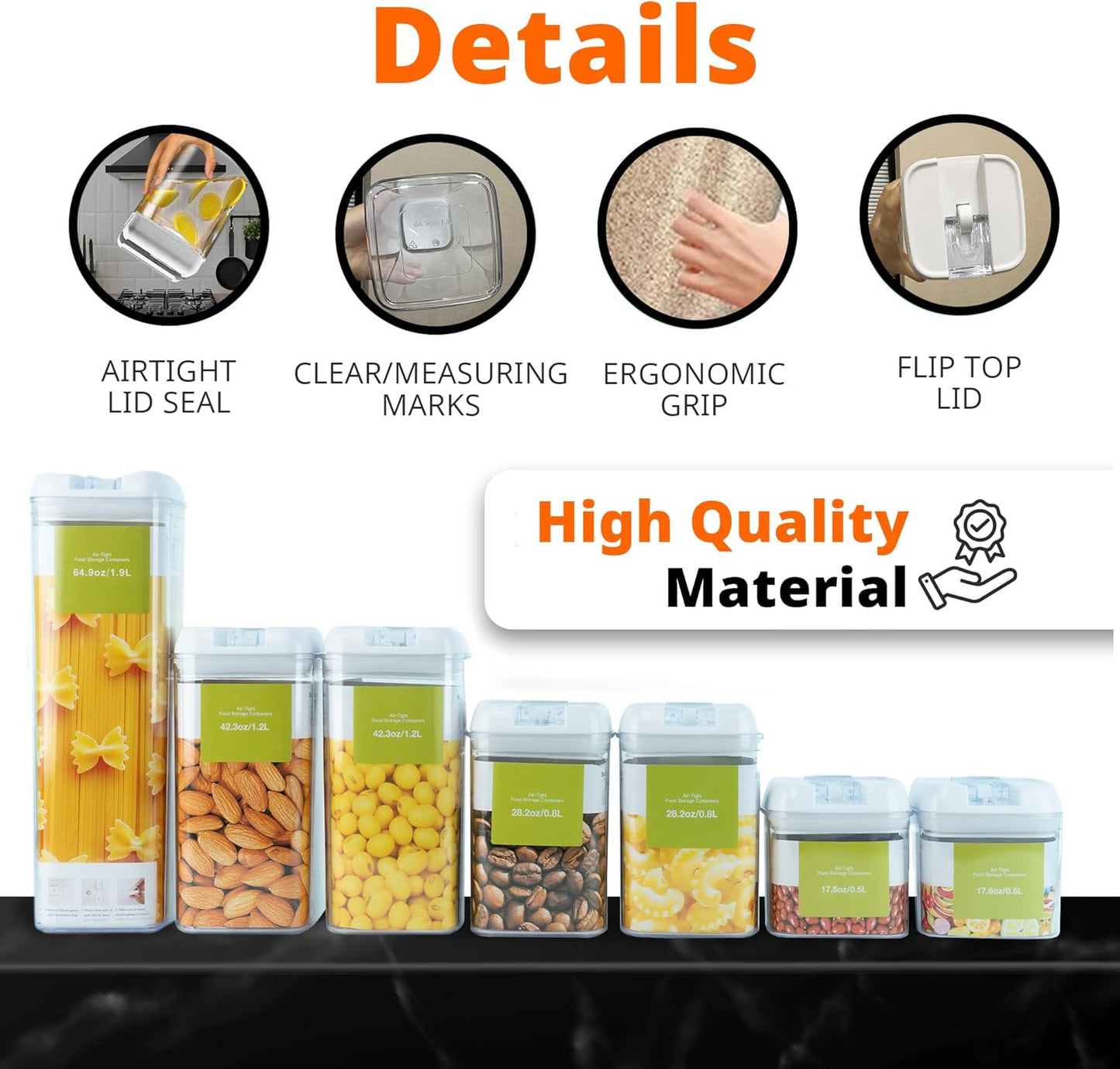 Dluxe Ave. 7 Pieces Airtight Food Storage Containers with Lids/ BPA Free/ Plastic/ Labels