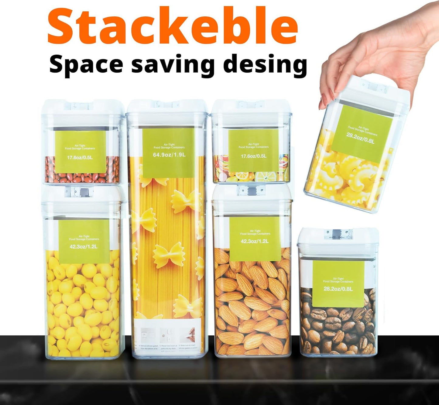 Dluxe Ave. 7 Pieces Airtight Food Storage Containers with Lids/ BPA Free/ Plastic/ Labels
