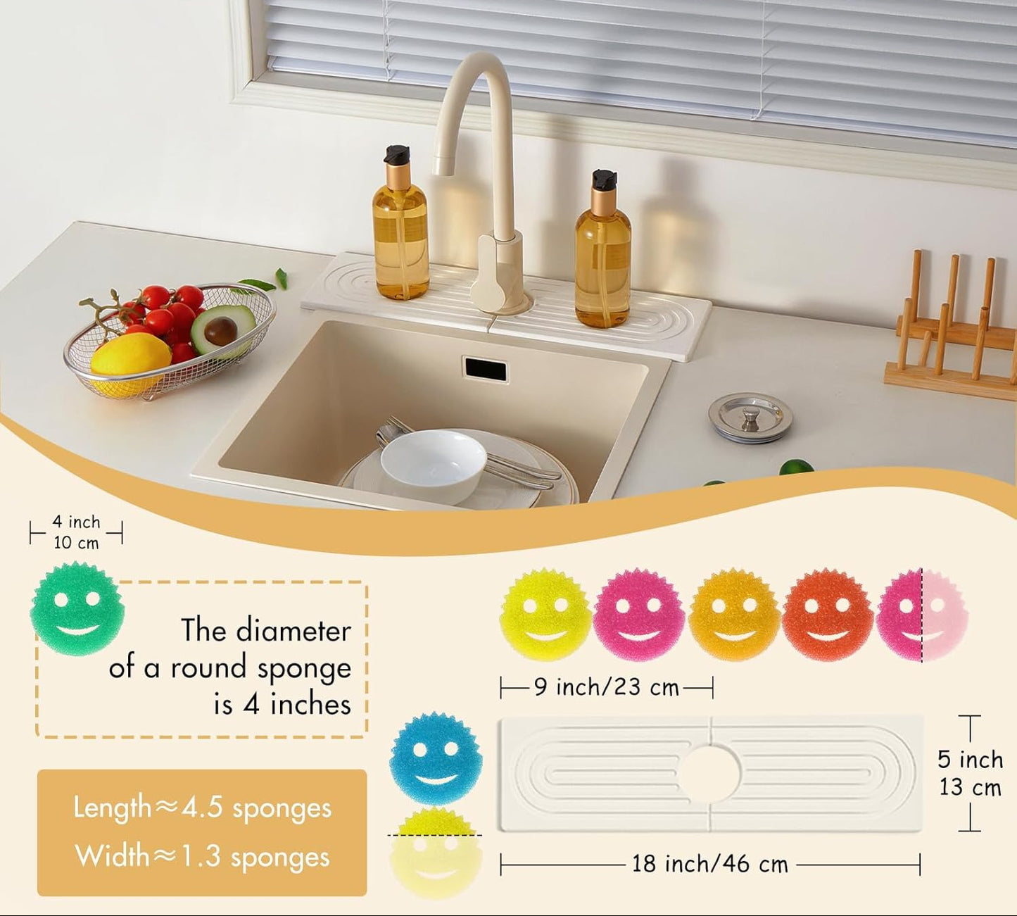 Dluxe Ave. Faucet Mat for Kitchen Sink with Coaster/ 18' Long Diatomite Sink (White)