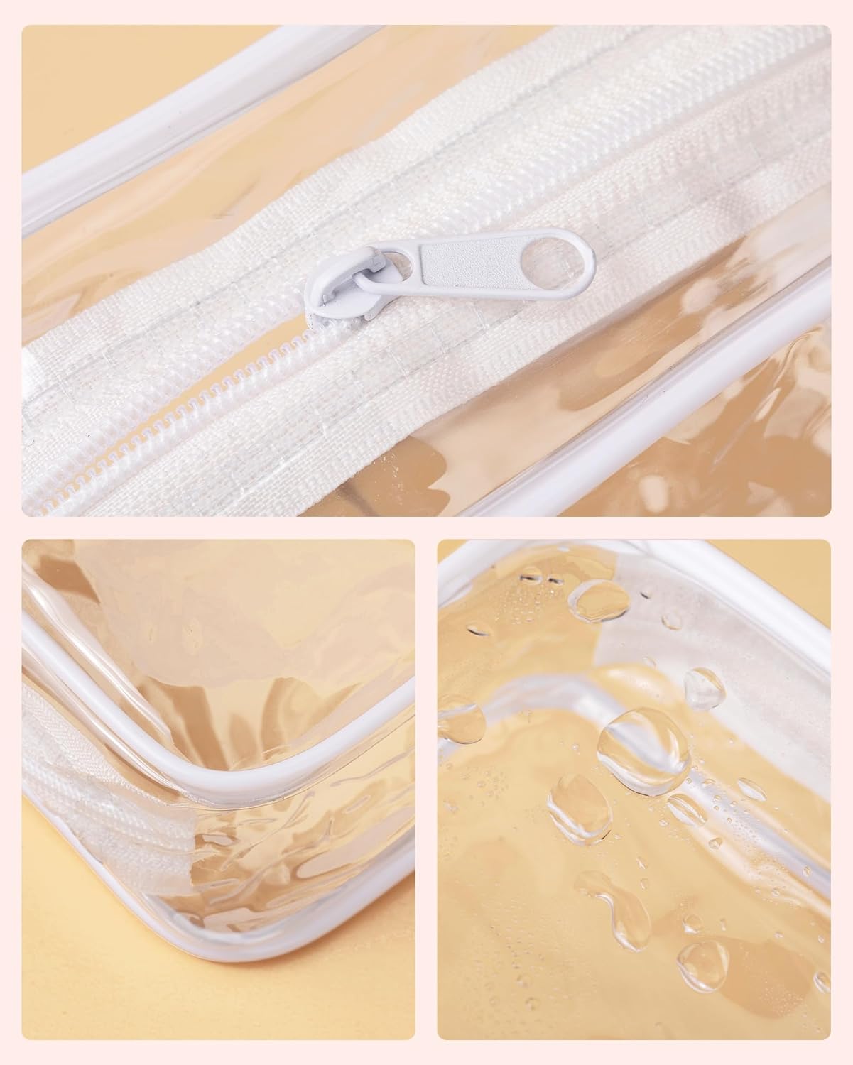Dluxe Ave. Travel Containers for Toiletries 4 Pack/ TSA Approved/ Clear Bag/ Leak Proof Silicone Jars/ Small