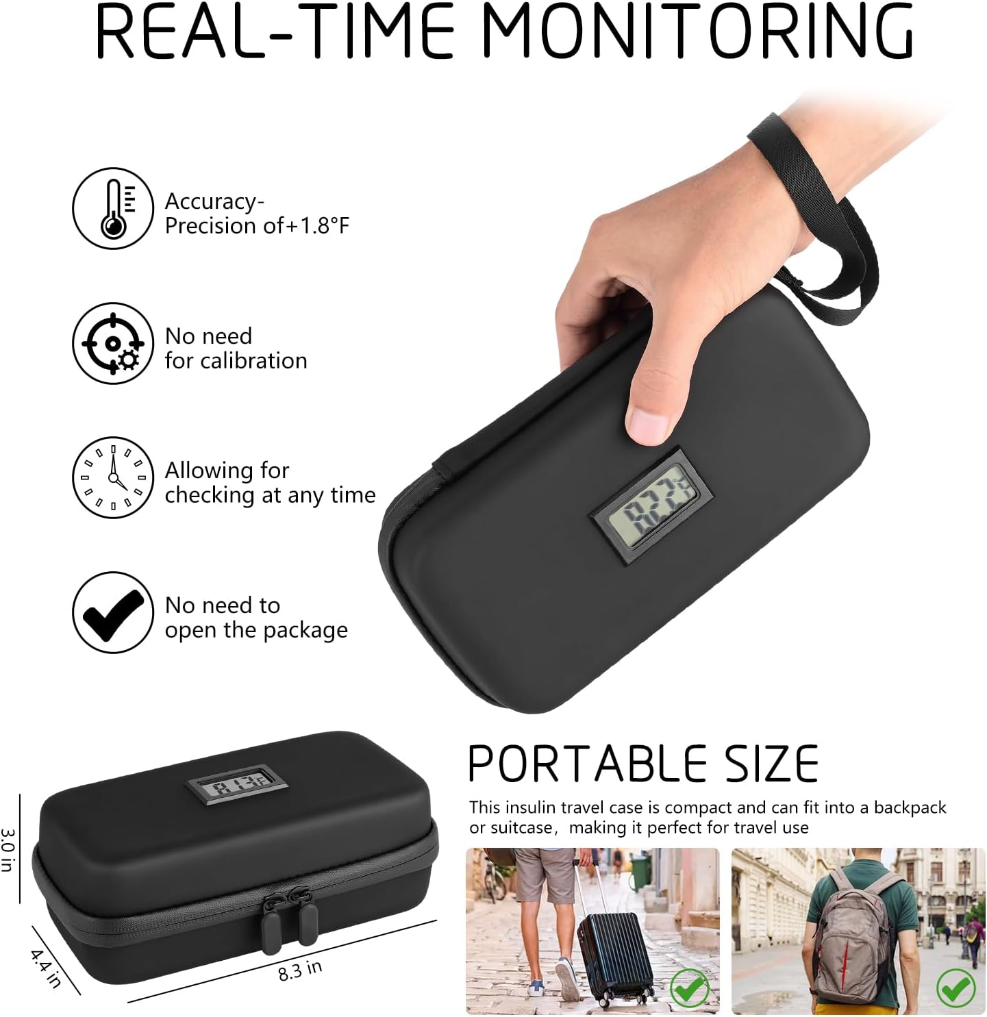 Dluxe Ave.  Insulin Cooler Travel Case with Temperature Display/ TSA Approved