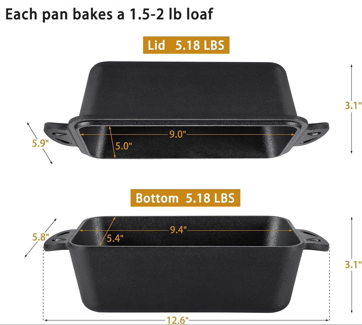 Dluxe Ave. Bread Baking Pans for Homemade Bread Set of 2