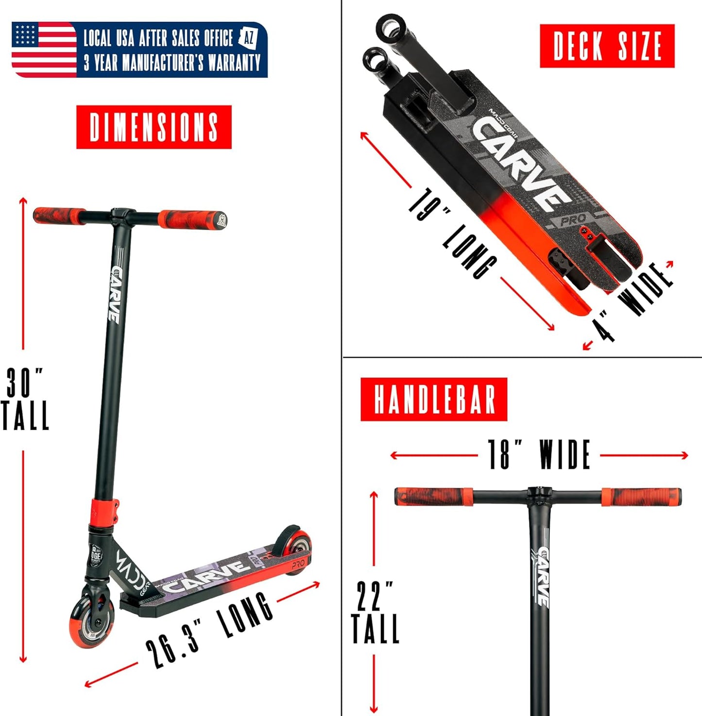 Dluxe Ave. Madd Gear Carve Flow-X Pro Scooter Complete - Stunt Scooter for Kids 4 Years and Up Lightweight Reinforced Deck for Beginners (Teal/Orange)