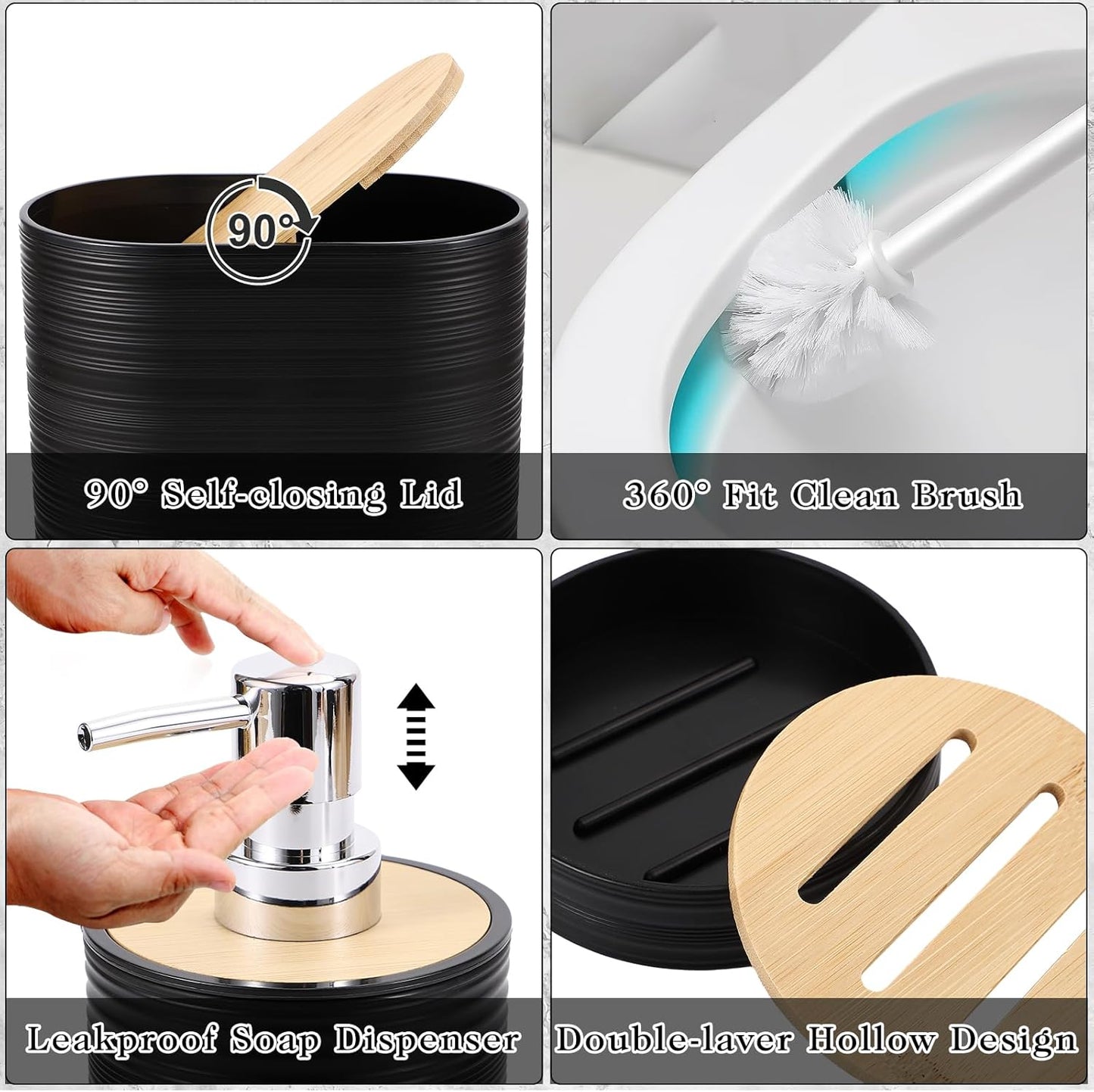 Dluxe Ave. XLHOMO Bathroom Set - Black Bathroom Accessories Set