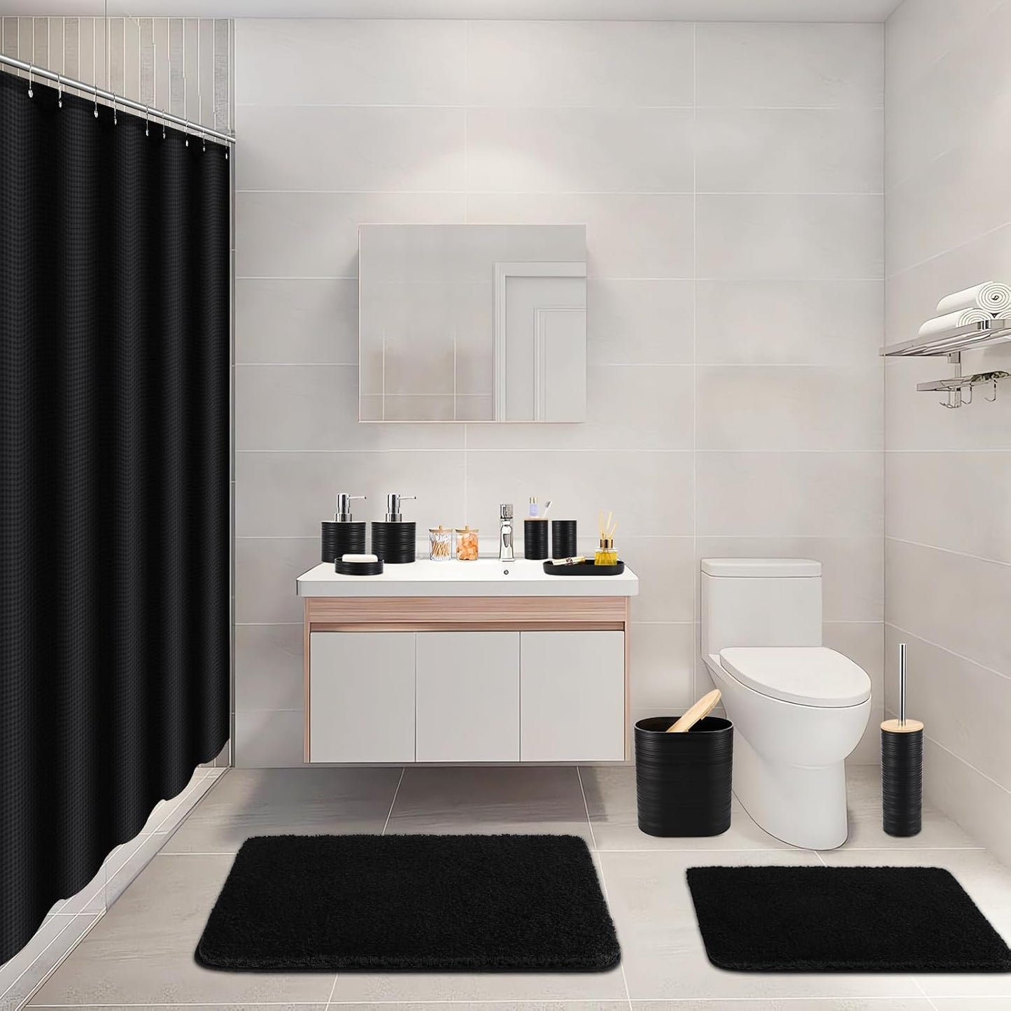 Dluxe Ave. XLHOMO Bathroom Set - Black Bathroom Accessories Set