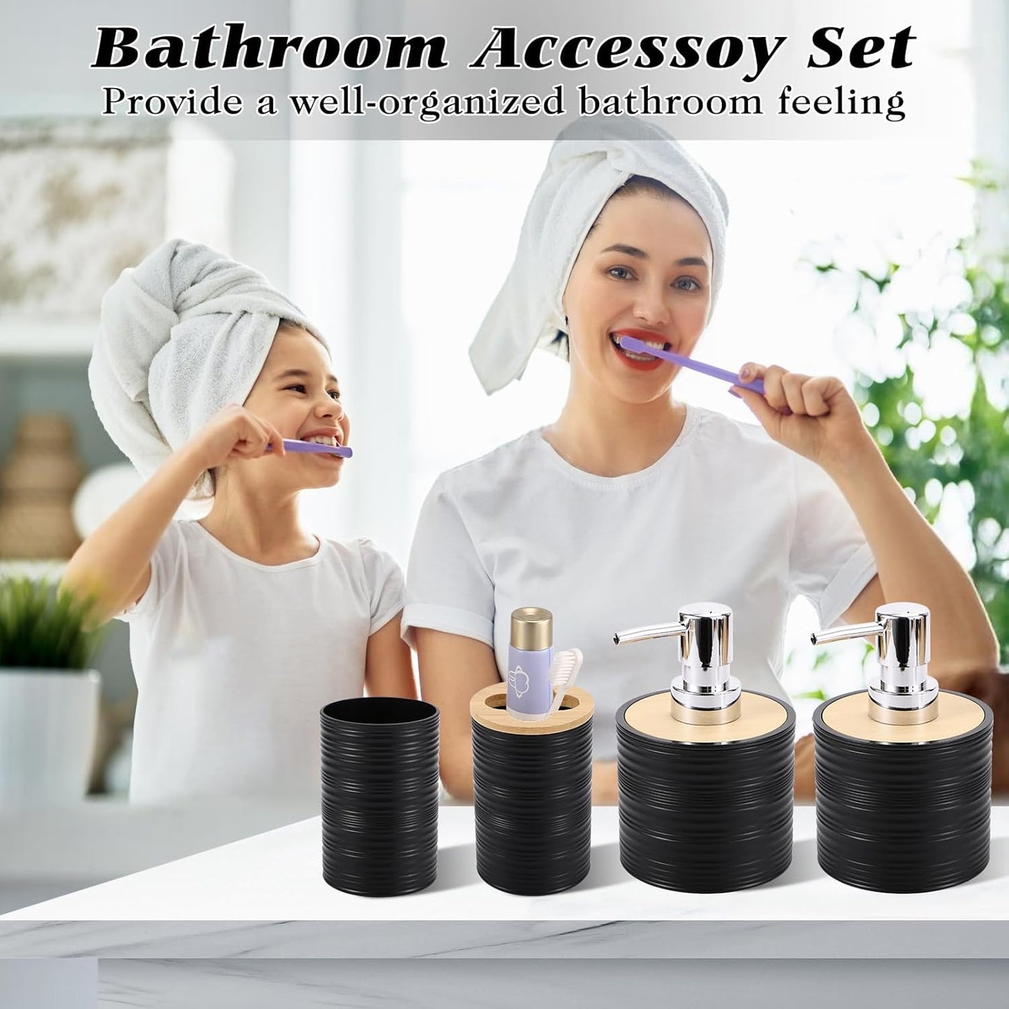 Dluxe Ave. XLHOMO Bathroom Set - Black Bathroom Accessories Set