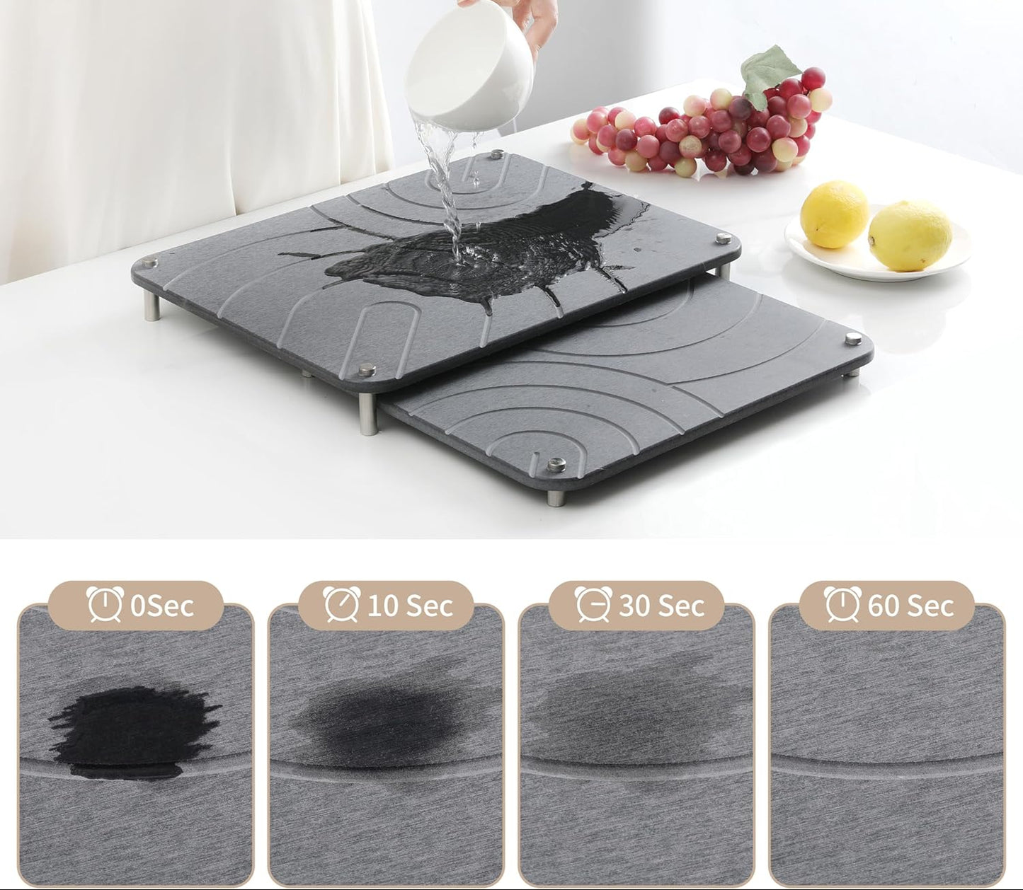Dluxe Ave. Stone Dish Drying Mats for Kitchen Counter/Stainless Steel