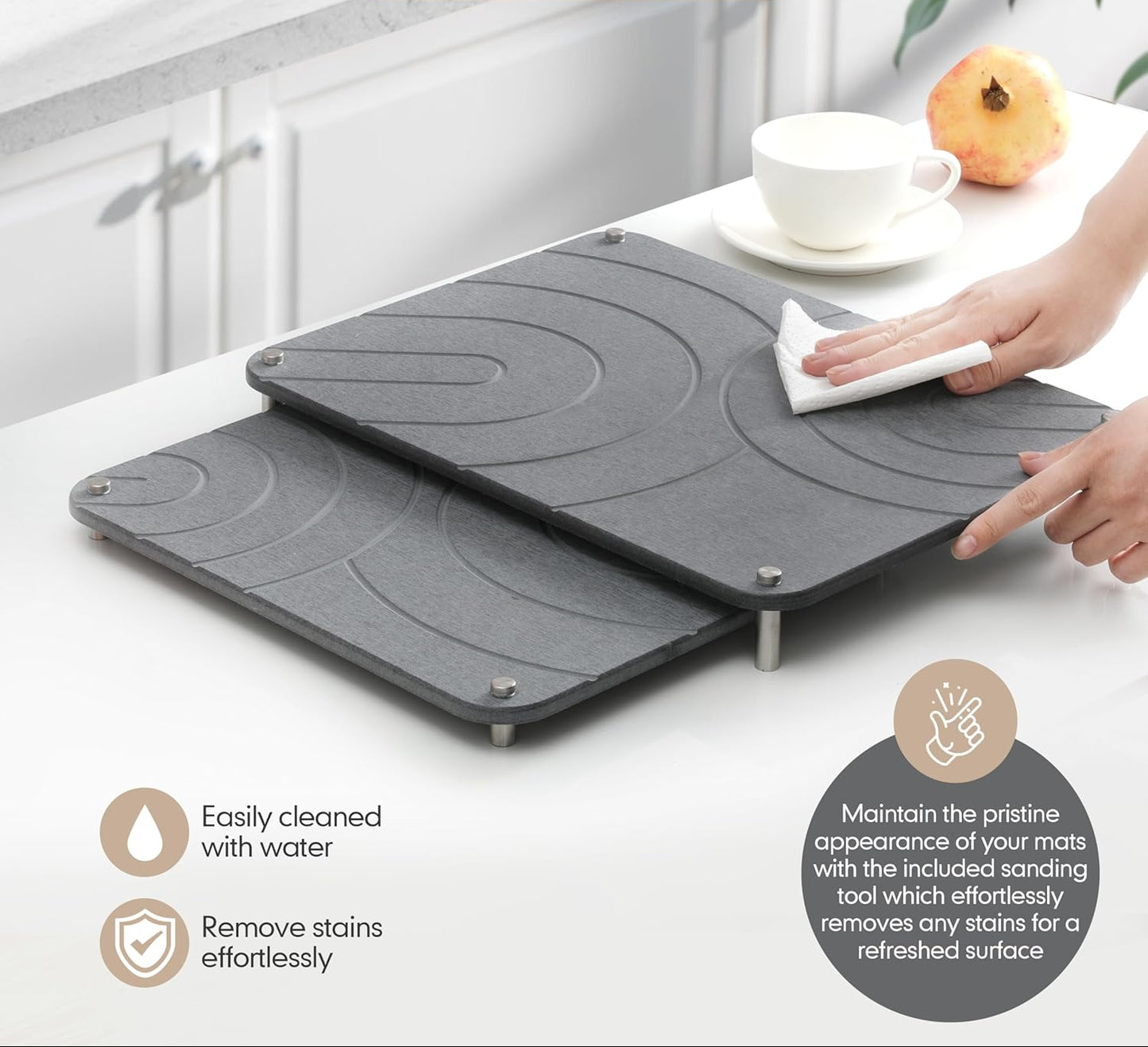 Dluxe Ave. Stone Dish Drying Mats for Kitchen Counter/Stainless Steel