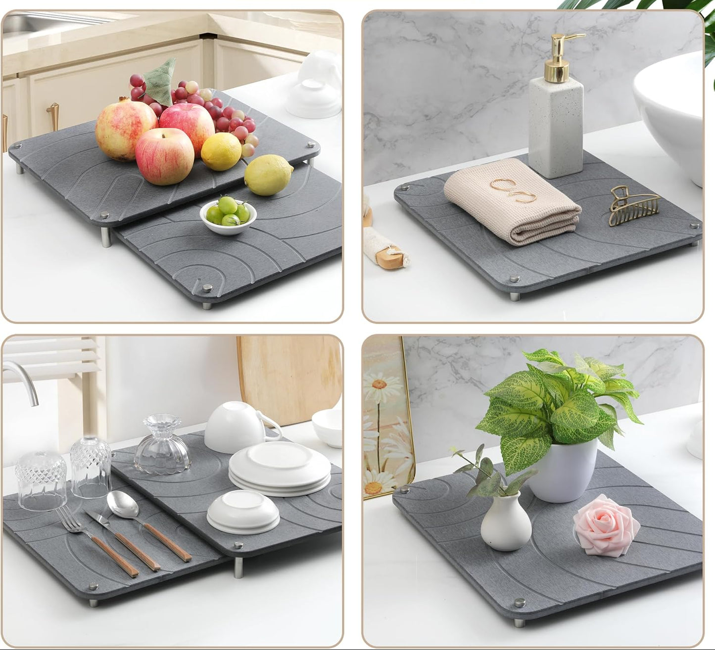 Dluxe Ave. Stone Dish Drying Mats for Kitchen Counter/Stainless Steel