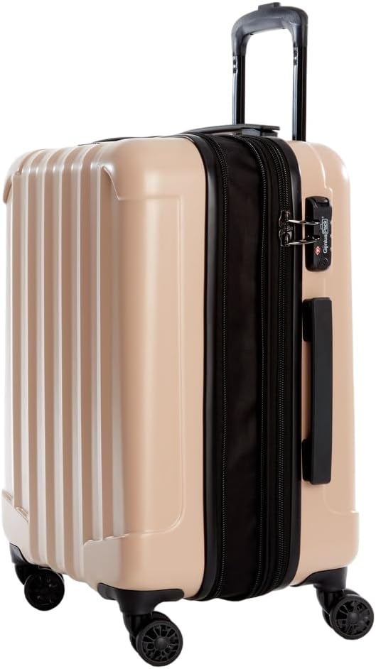 Dluxe Ave. Expandable Hardside Carry On/ Airline Approved/ Spinner Wheels/ Ultra Light 21-Inch/  Natural Beige