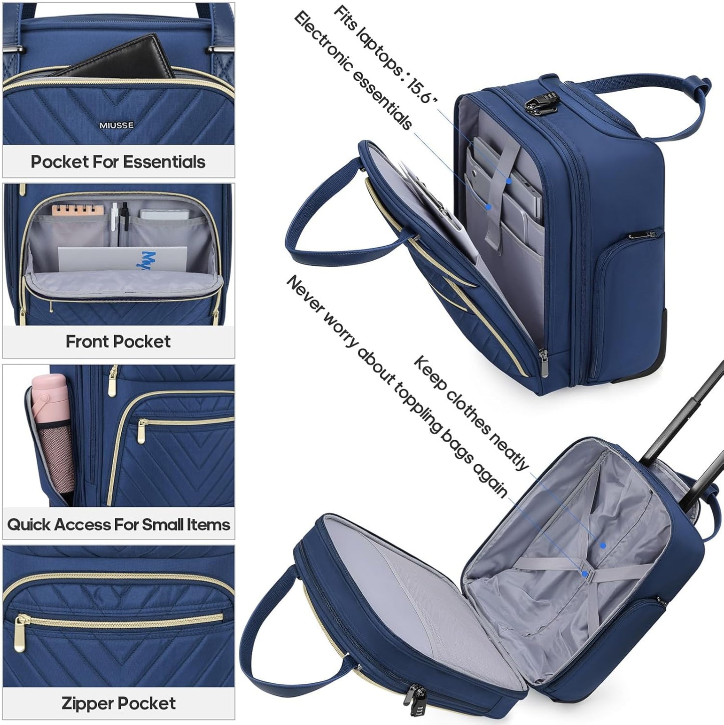 Dluxe Ave. Carry-on Underseat 16-inch Luggage with Wheels/ Softside (Blue)
