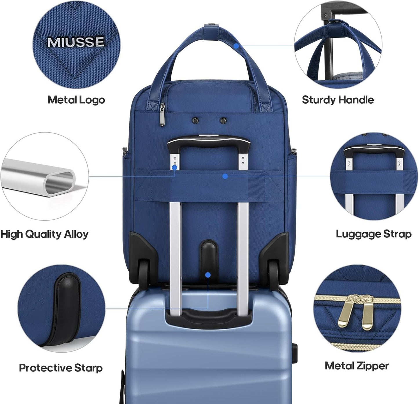 Dluxe Ave. Carry-on Underseat 16-inch Luggage with Wheels/ Softside (Blue)