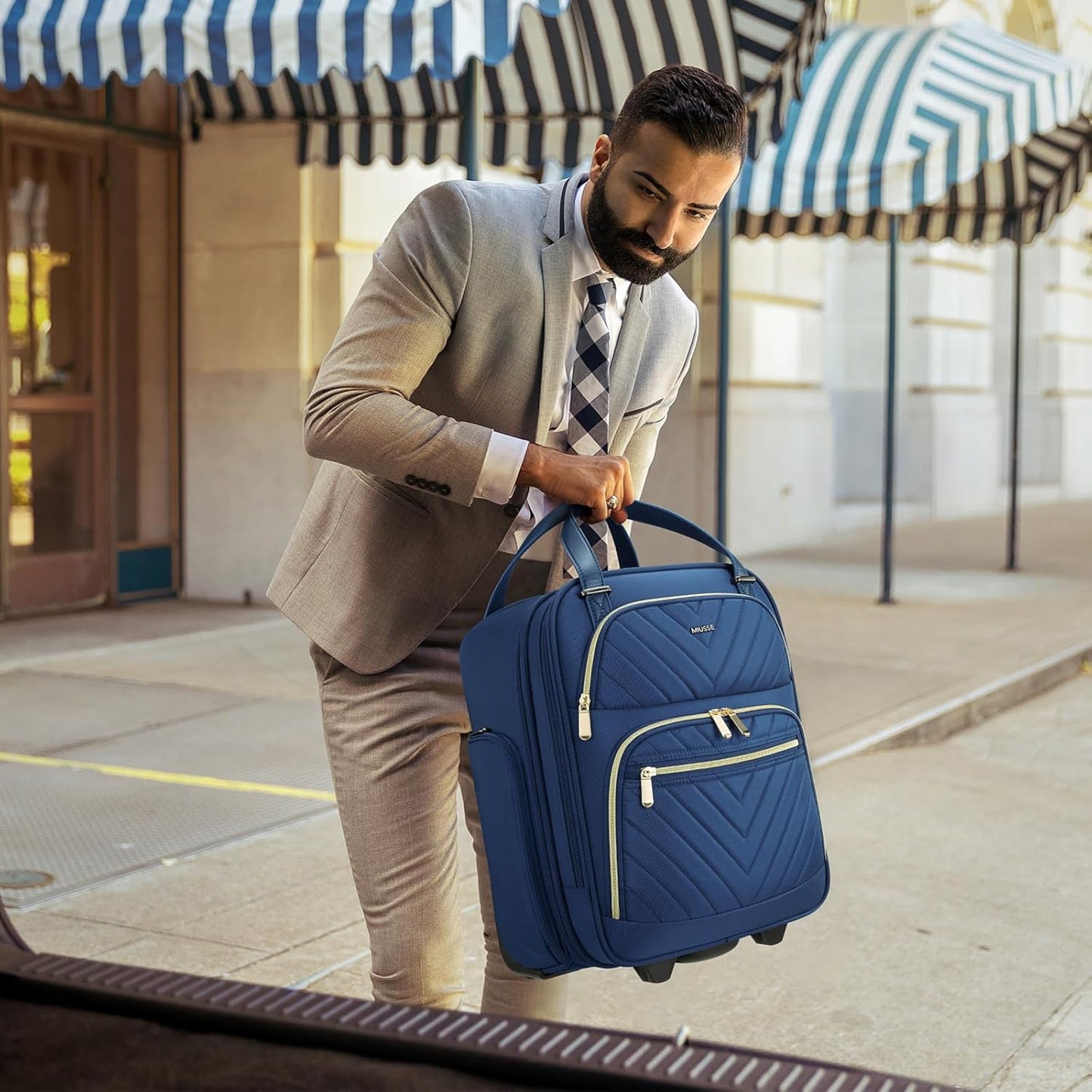 Dluxe Ave. Carry-on Underseat 16-inch Luggage with Wheels/ Softside (Blue)