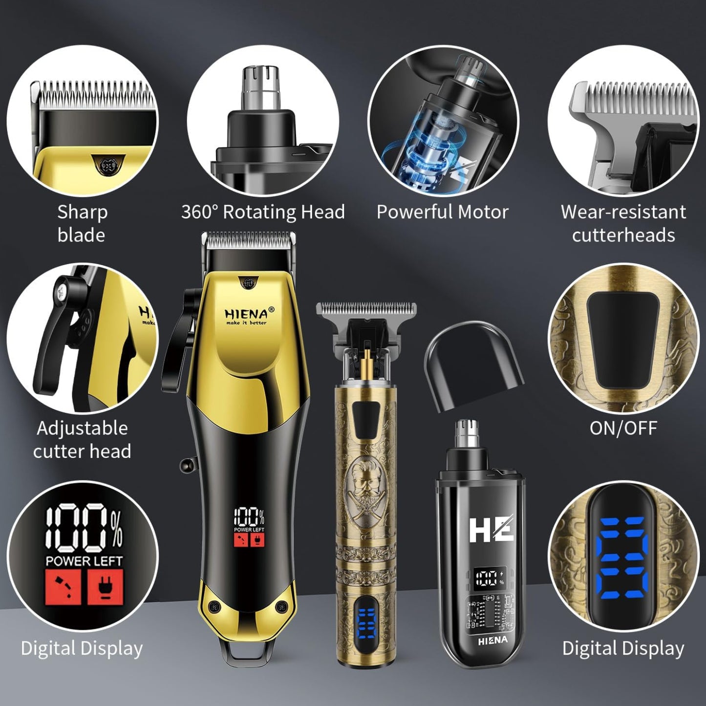 Dluxe Ave.  Professional Hair Clippers Set/ Cordless