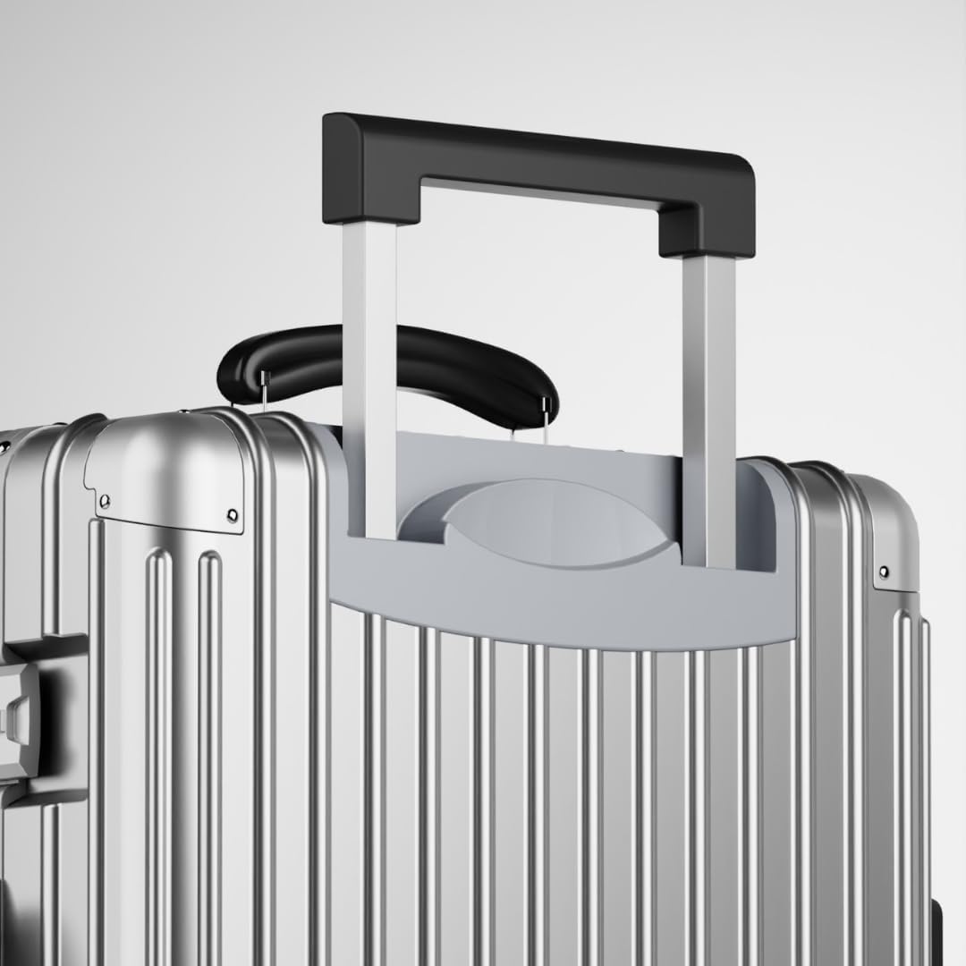 Dluxe Ave. Polycarbonate Hard Shell Suitcase with Aluminum/ Smooth Corners /Rolling Wheels/ Leather Handle/ Aluminum Frame/ No Zipper/ TSA Lock (24 Inch)