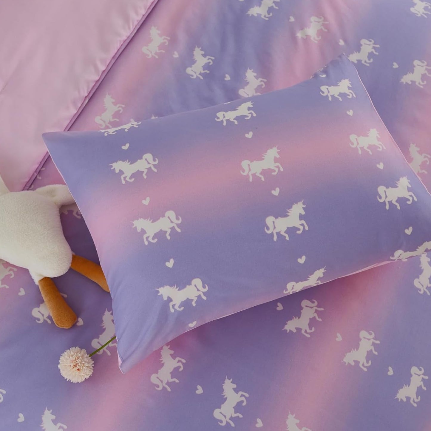 Dluxe Ave. ( TWIN ) 5 Pcs Comforter and Bedding Set/ Pink & Purple