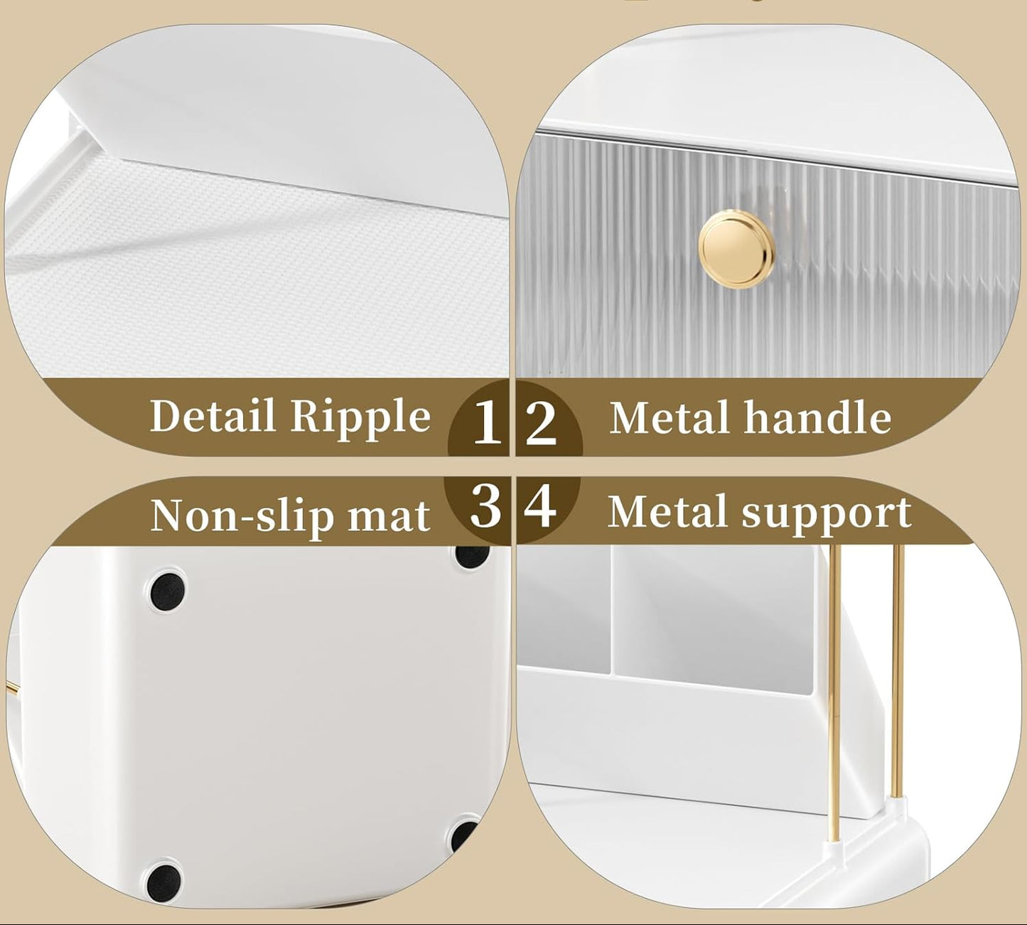 Dluxe Ave. Anlynwooh Makeup Organizer with Drawer Bathroom Organizers and Storage，Makeup Brush HolderLipstick and Perfume OrganizerCosmetic and Vanity OrganizerDesk Organizer (AMBER)