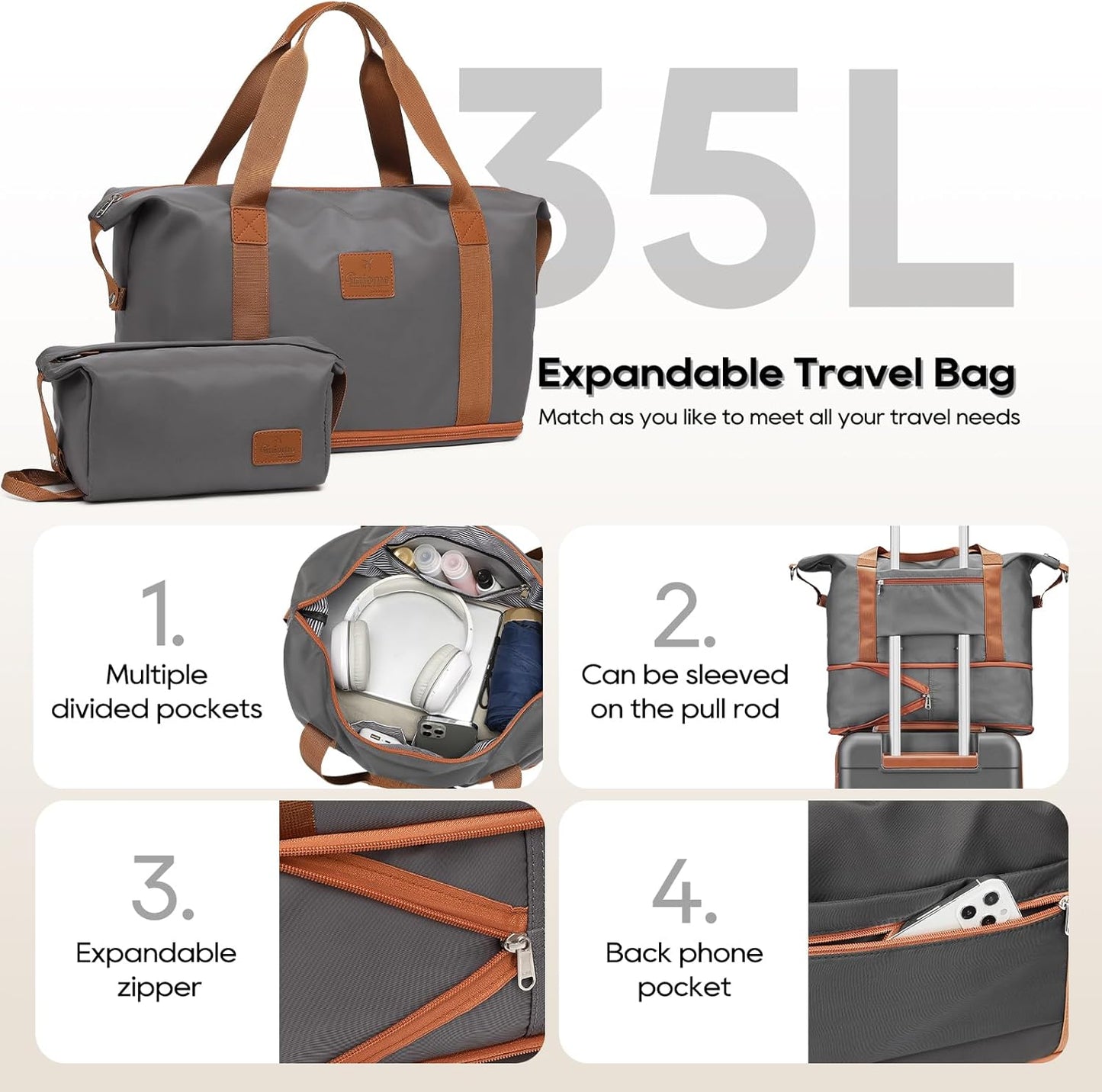 Dluxe Ave. Hard Shell Carry on Suitcase/ 20 Inch Travel Luggage/ Spinner Wheels/USB Port (Grey)22x14x9