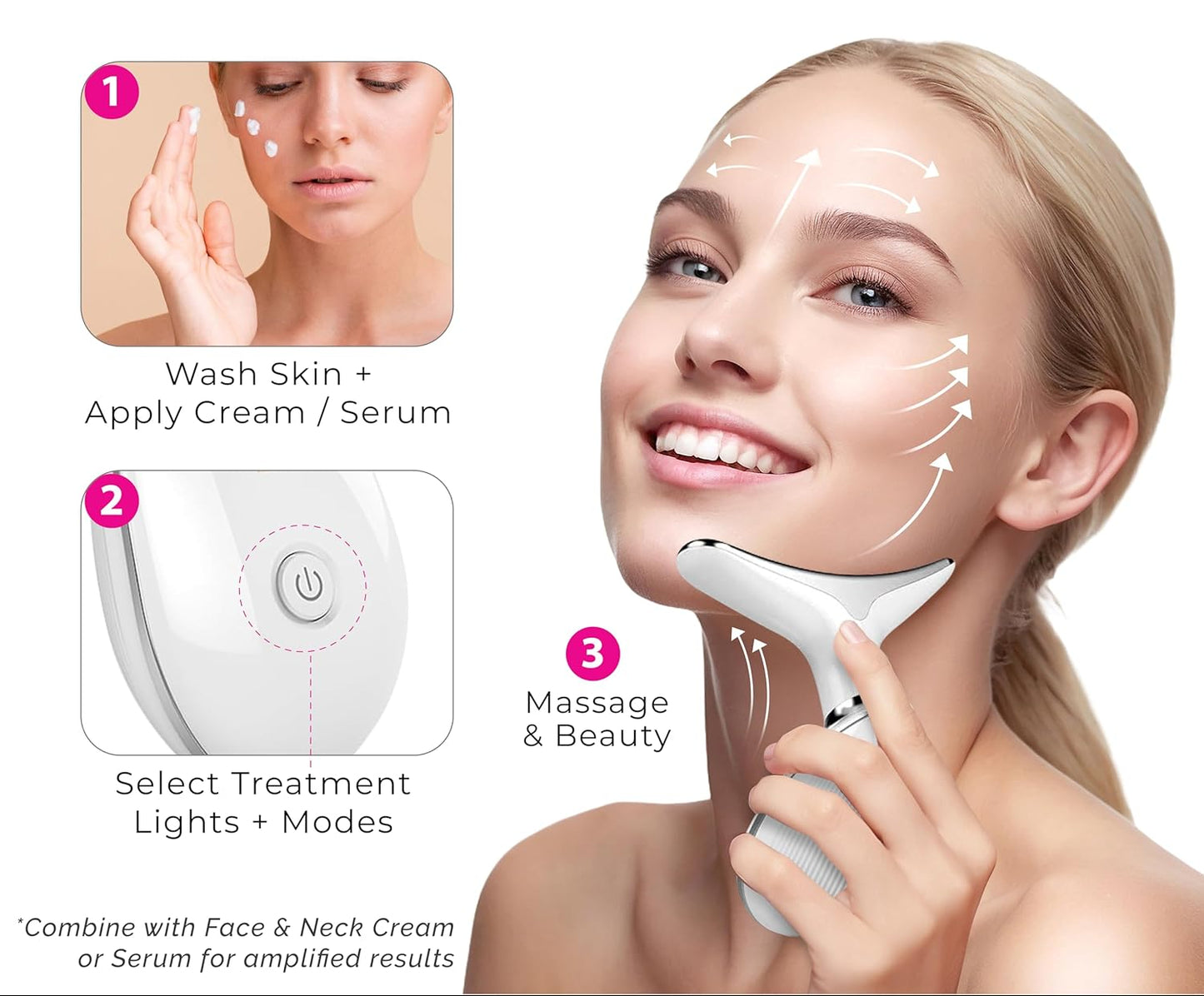 Dluxe Ave.  Face Neck Device Facial Massager/ Facial Tools 7-in-1 L-E-D Colors