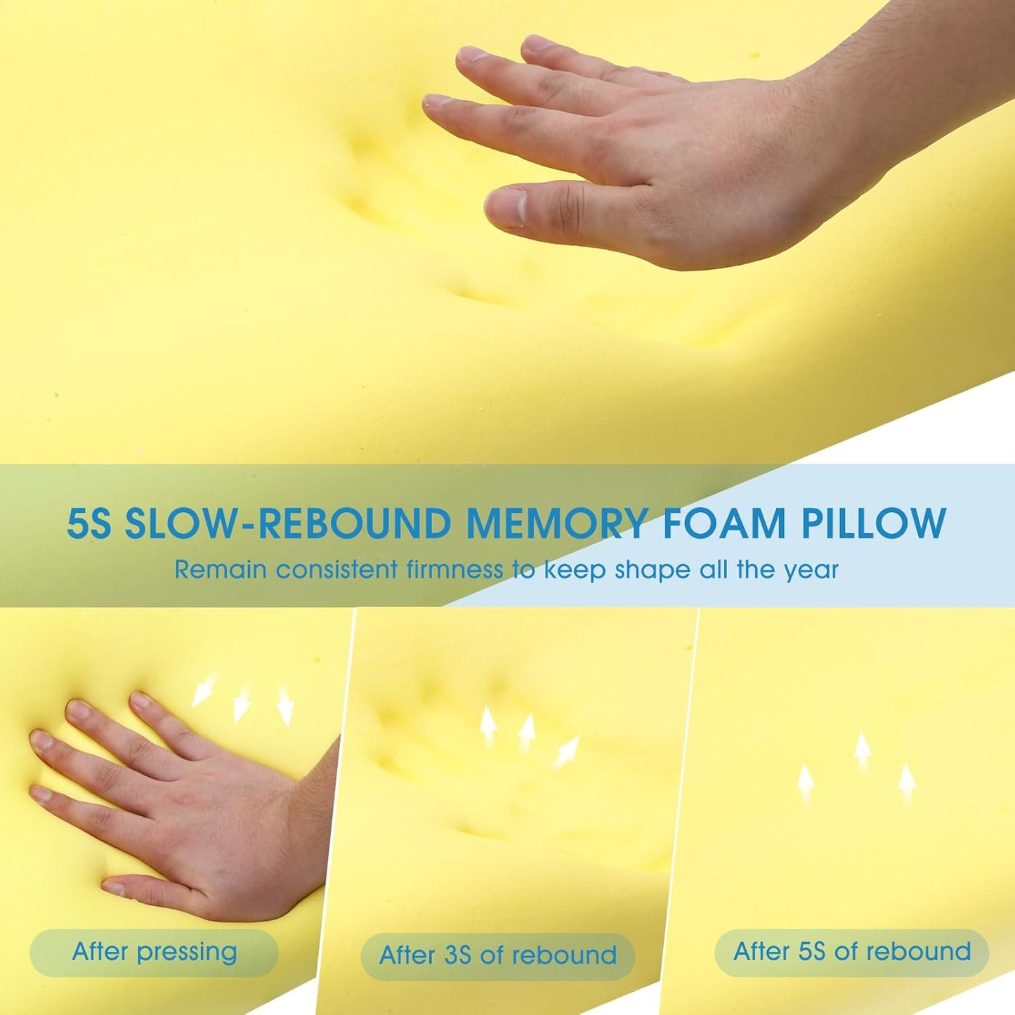 Dluxe Ave. ( QUEEN ) Memory Foam Pillow Neck Contour, { FIRM } Gold