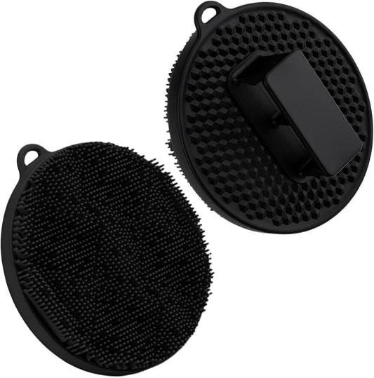 Dluxe Ave. 2 PCS Exfoliating Body Scrubber with Intensive Bristles and Comfort Handle(Black x2)