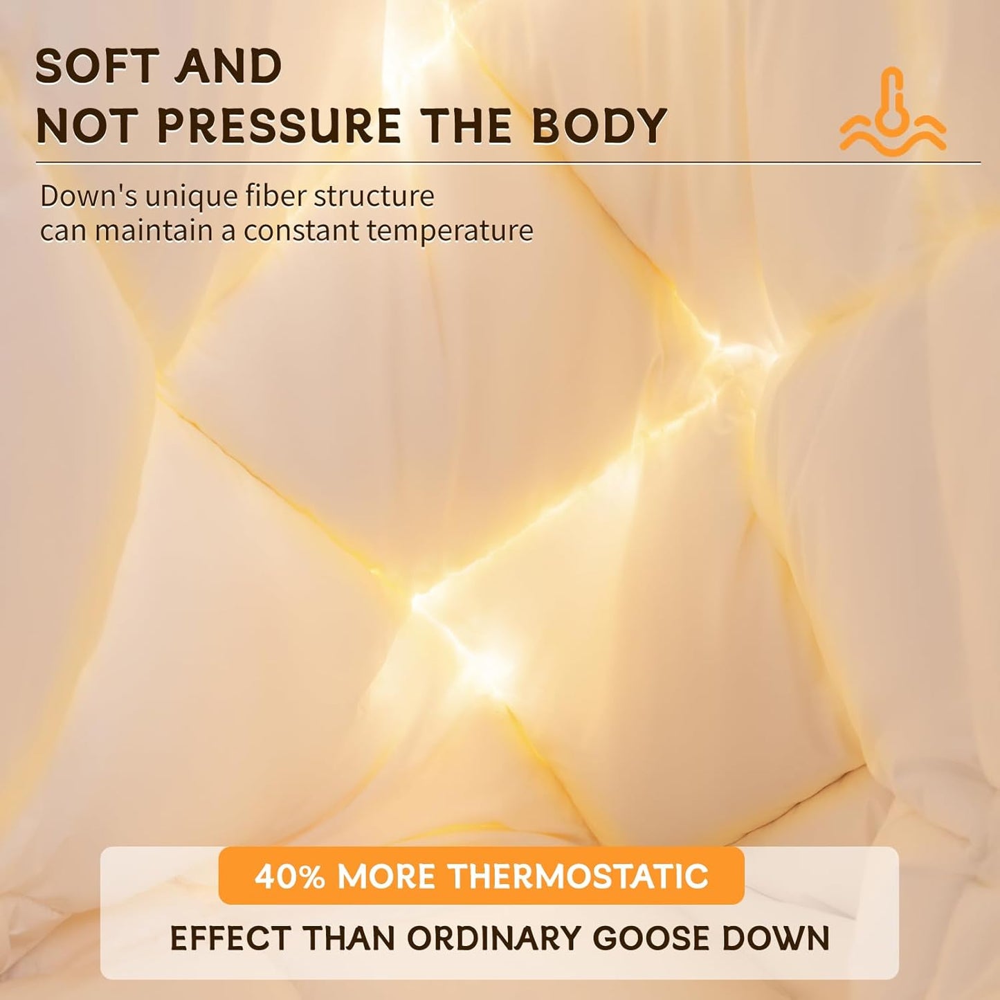 Dluxe Ave. ( QUEEN ) Hungarian Goose Down Comforter 70 oz. Fill Weight Soft 100% Organic Cotton Fabric 850 Fill Power All Season Duvet Insert Hotel Quality Fluffy and Cozy/ White